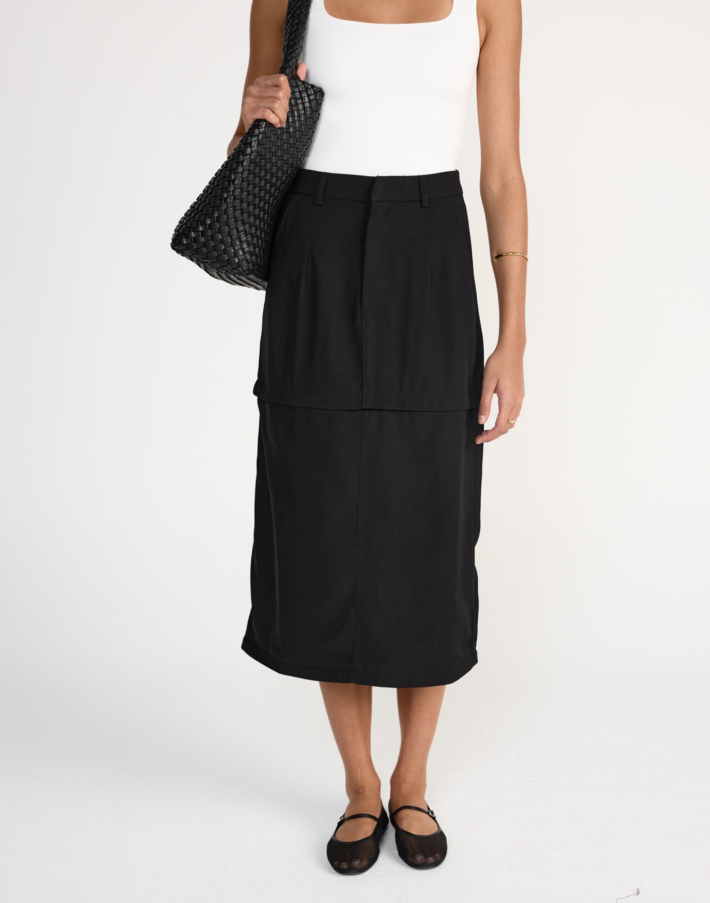 Cerese Skirt (Black) | CHARCOAL EXCLUSIVE | Versatile convertible maxi skirt that converts to mini - Women's Skirt - Charcoal Clothing