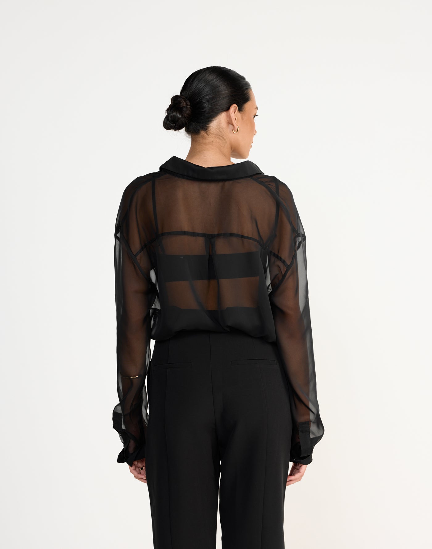 Claudio Shirt (Black) | Charcoal Clothing Exclusive - Sheer button up long sleeve shirt - Women's Top - Charcoal Clothing