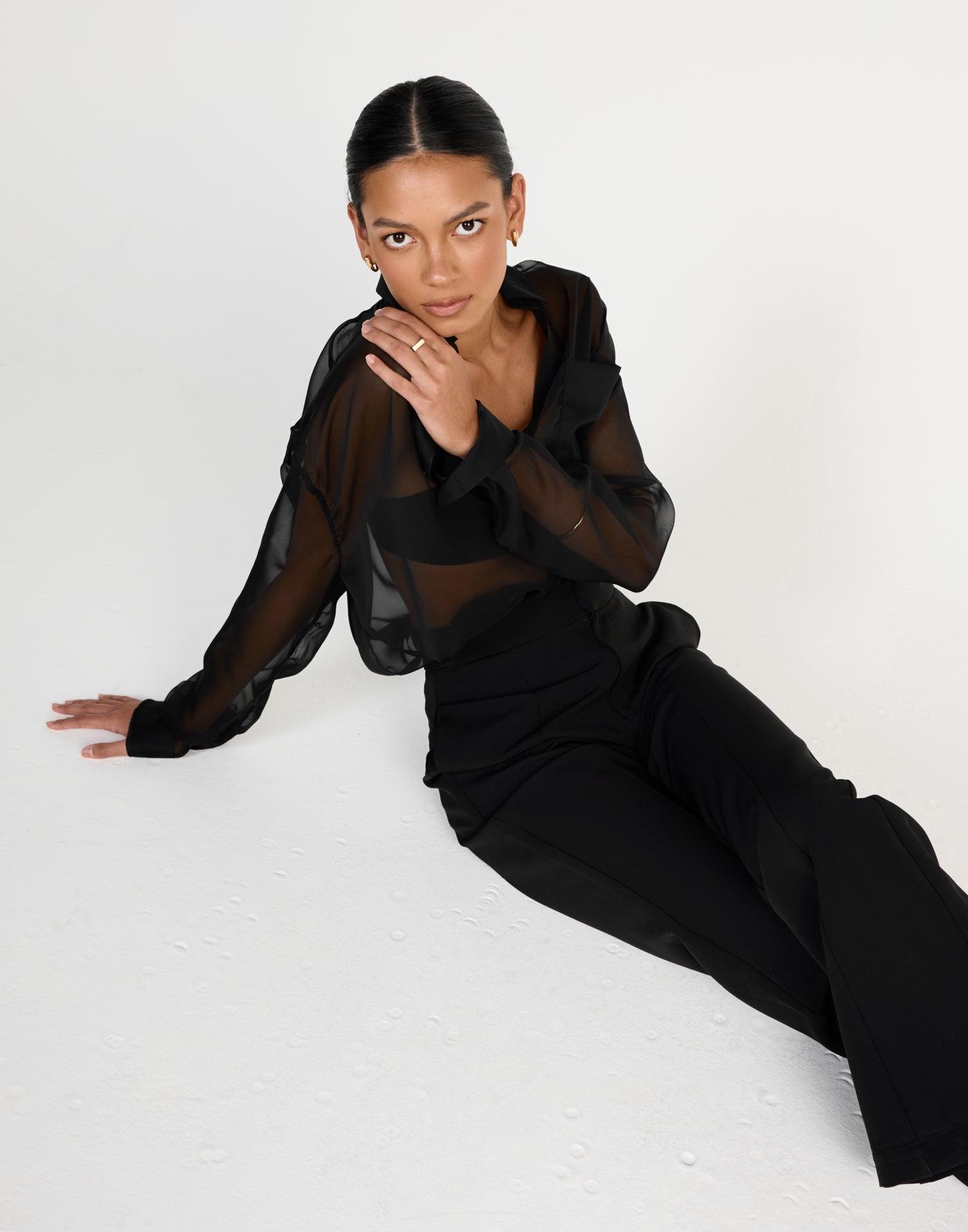 Claudio Shirt (Black) | Charcoal Clothing Exclusive - Sheer button up long sleeve shirt - Women's Top - Charcoal Clothing