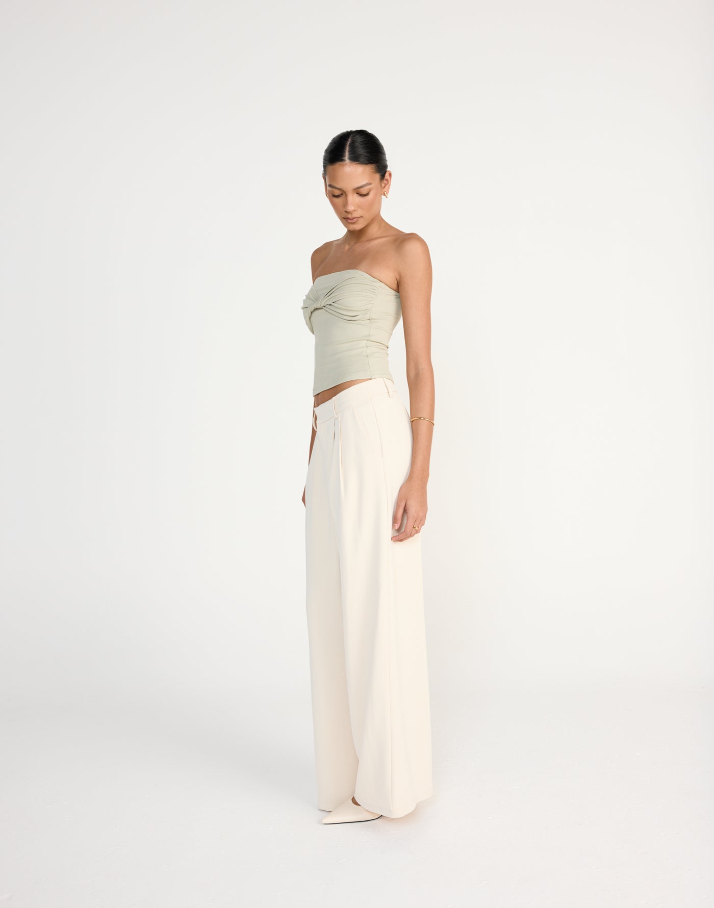 Breeze Top (Seagrass) - CHARCOAL EXCLUSIVE - Twist Front Strapless Top Jersey Fabrication - Women's Top - Charcoal Clothing