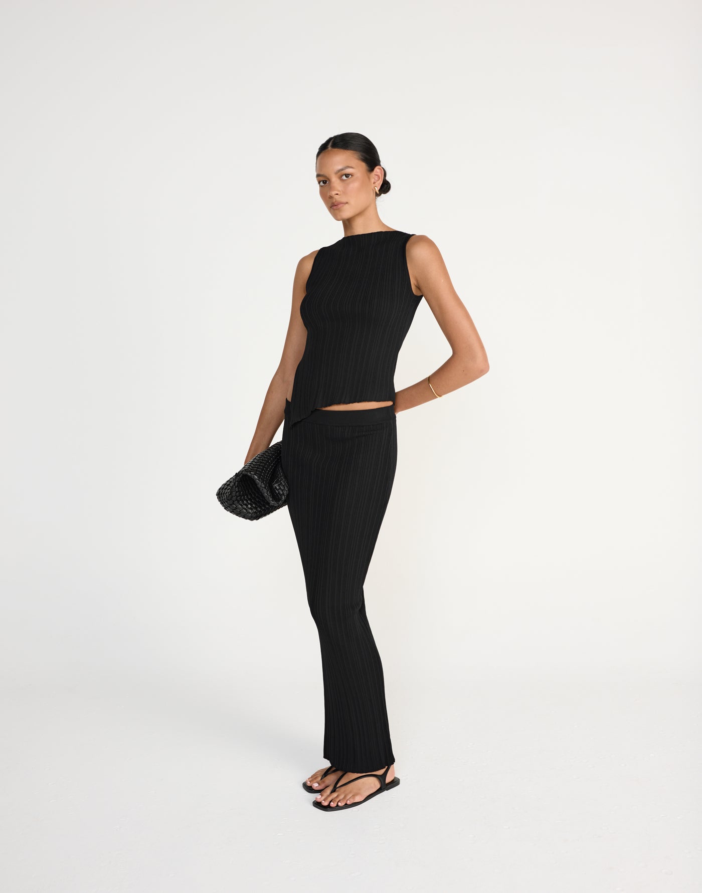 Kienna Maxi Skirt (Black) - Ribbed Elasticated Waist Maxi Skirt - Women's Skirt - Charcoal Clothing