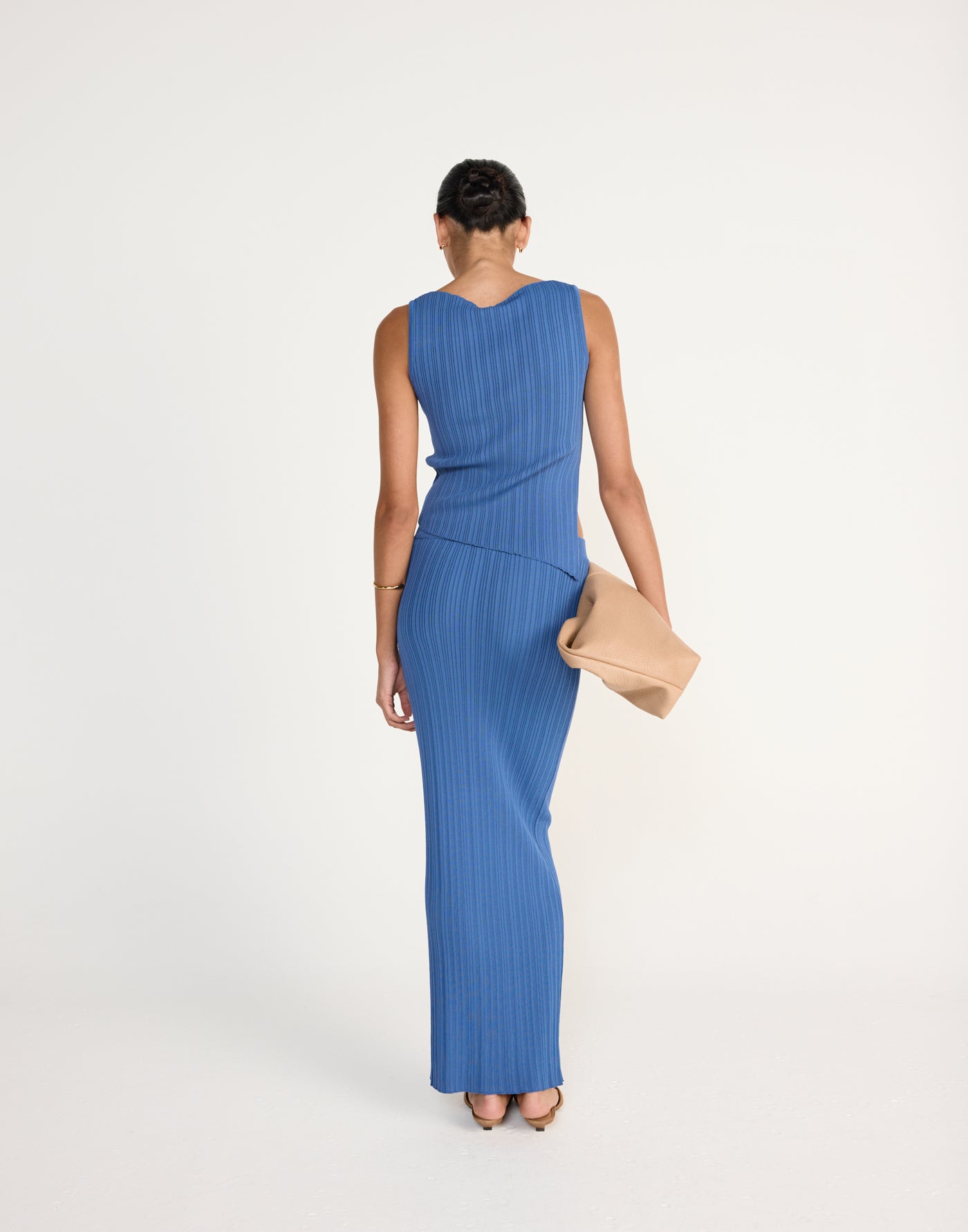 Kienna Maxi Skirt (Sapphire) - Ribbed Elasticated Stretchy Bodycon Maxi Skirt - Women's Skirt - Charcoal Clothing