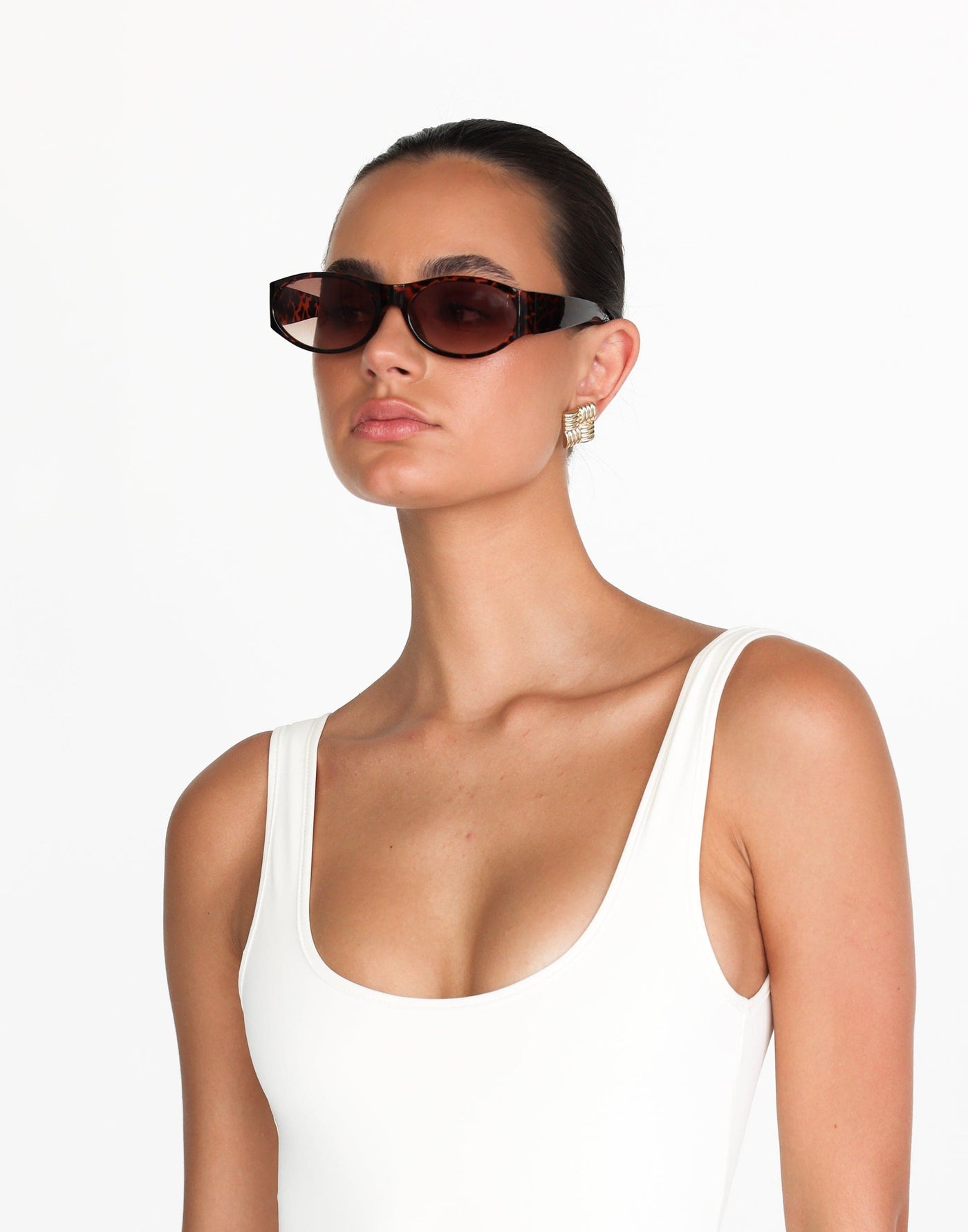 Leila Sunglasses (Tort) - Rectangular Frame Sunglasses - Women's Accessories - Charcoal Clothing