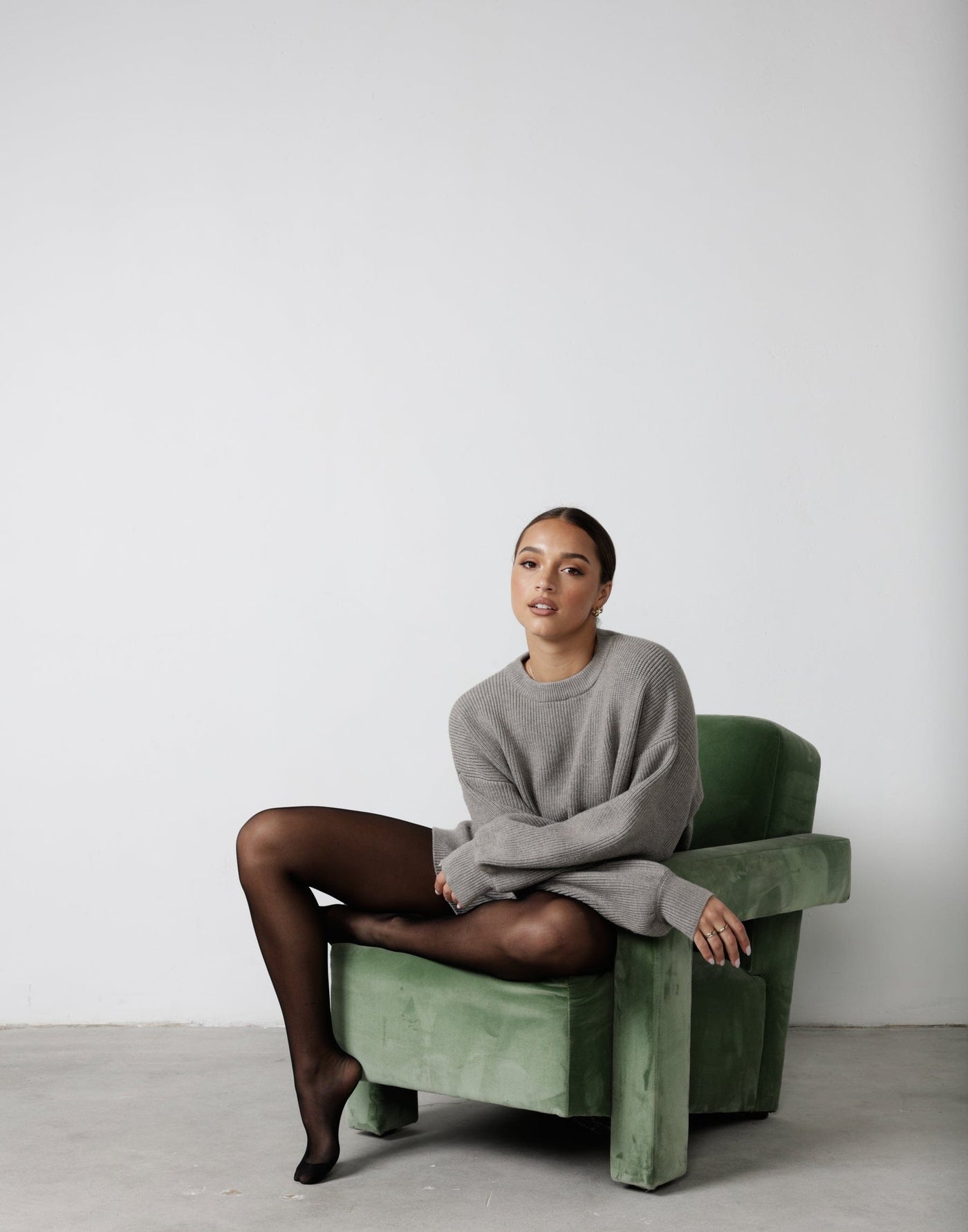 Cody Oversized Jumper (Grey) - Grey Oversized Knit Jumper - Women's Top - Charcoal Clothing