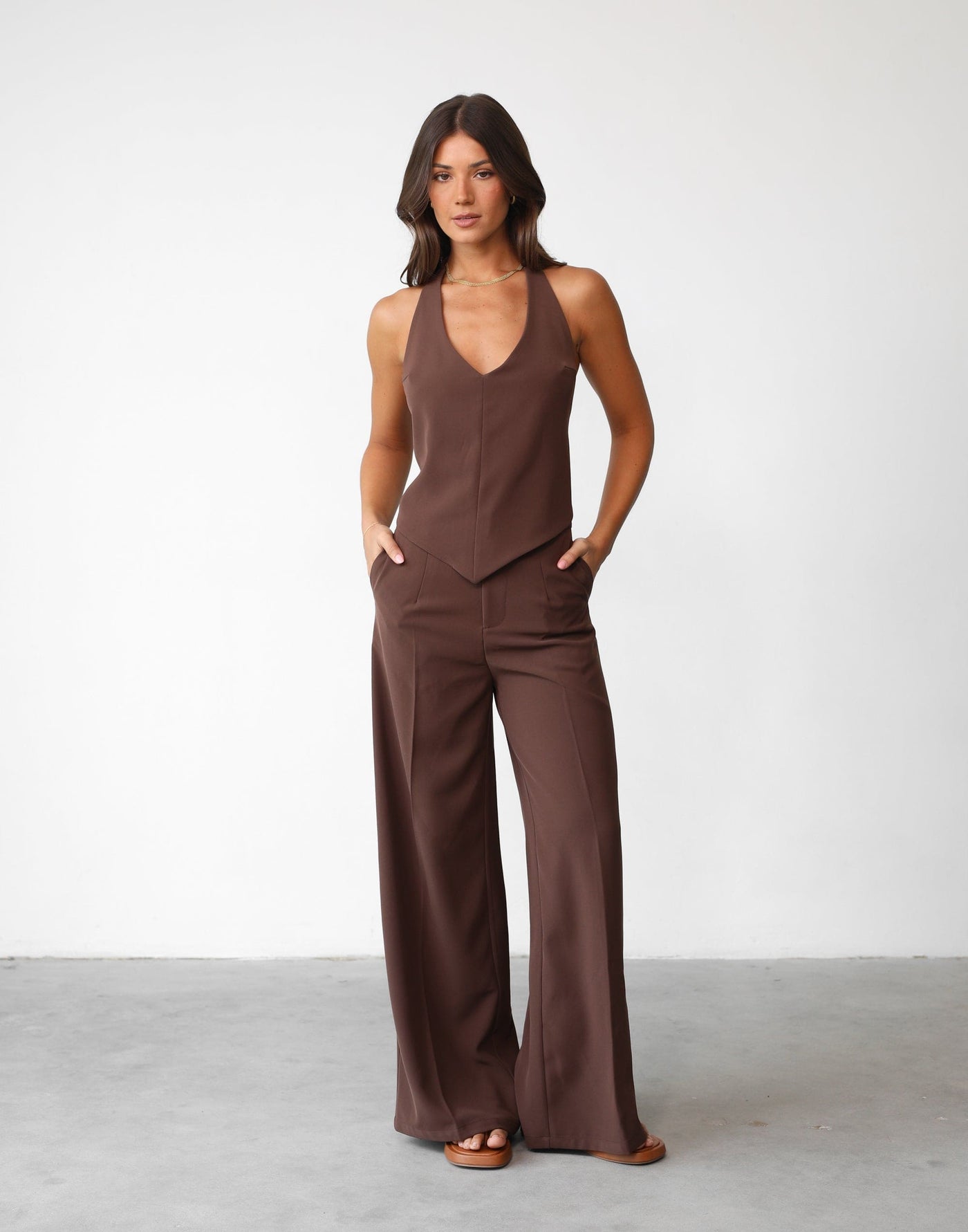 Grace Top (Cocoa) | Charcoal Clothing Exclusive - High Waisted Belt Loops Pants - Women's Top - Charcoal Clothing