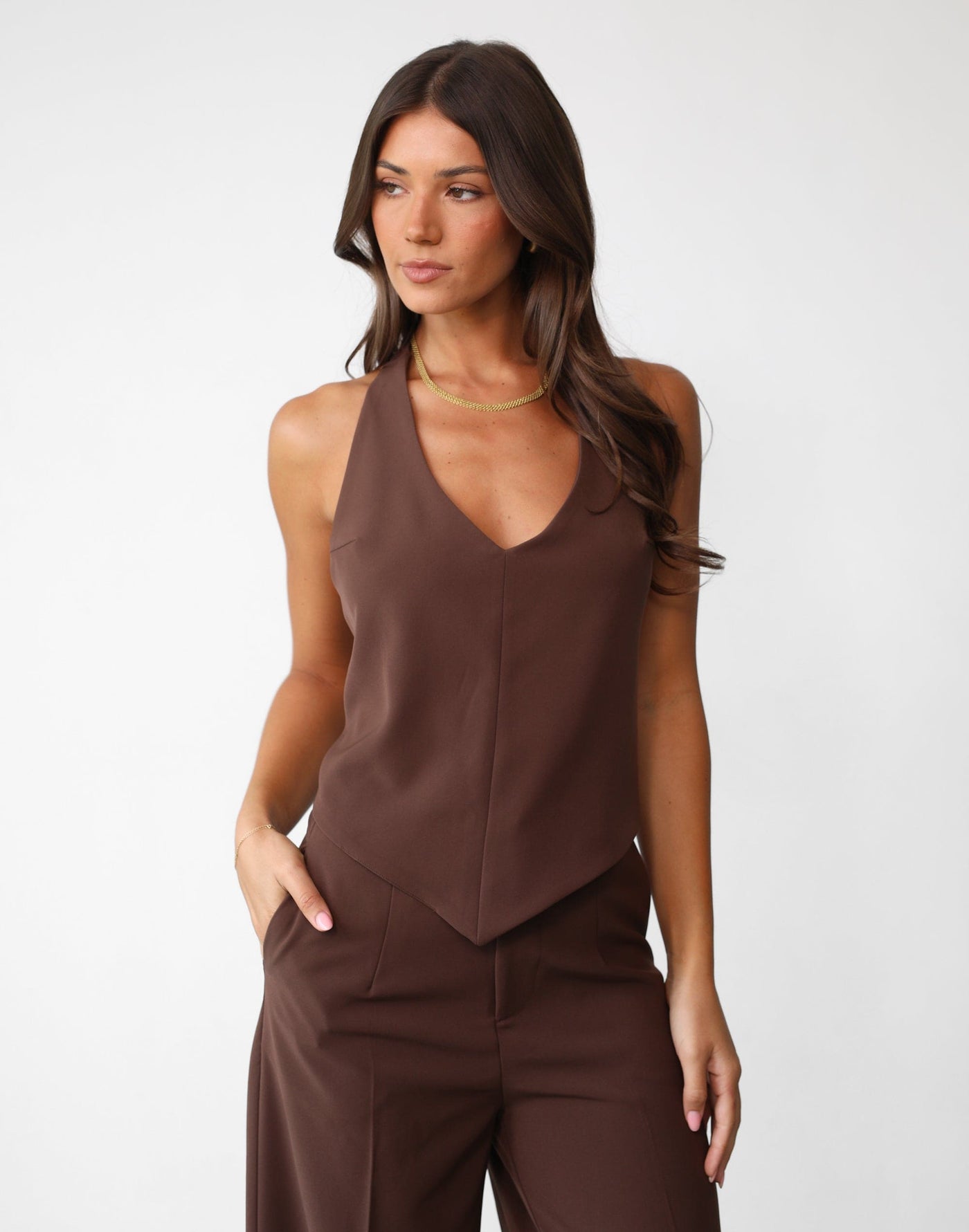 Grace Top (Cocoa) | Charcoal Clothing Exclusive - High Waisted Belt Loops Pants - Women's Top - Charcoal Clothing