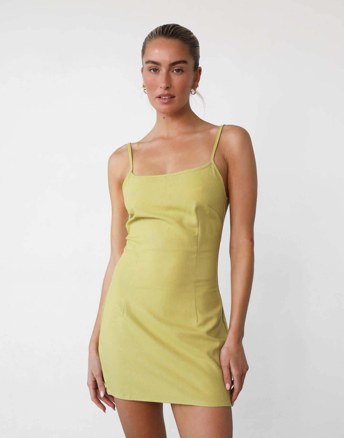Moscow Mini Dress (Olive) - Olive Linen Maxi Dress - Women's Dress - Charcoal Clothing
