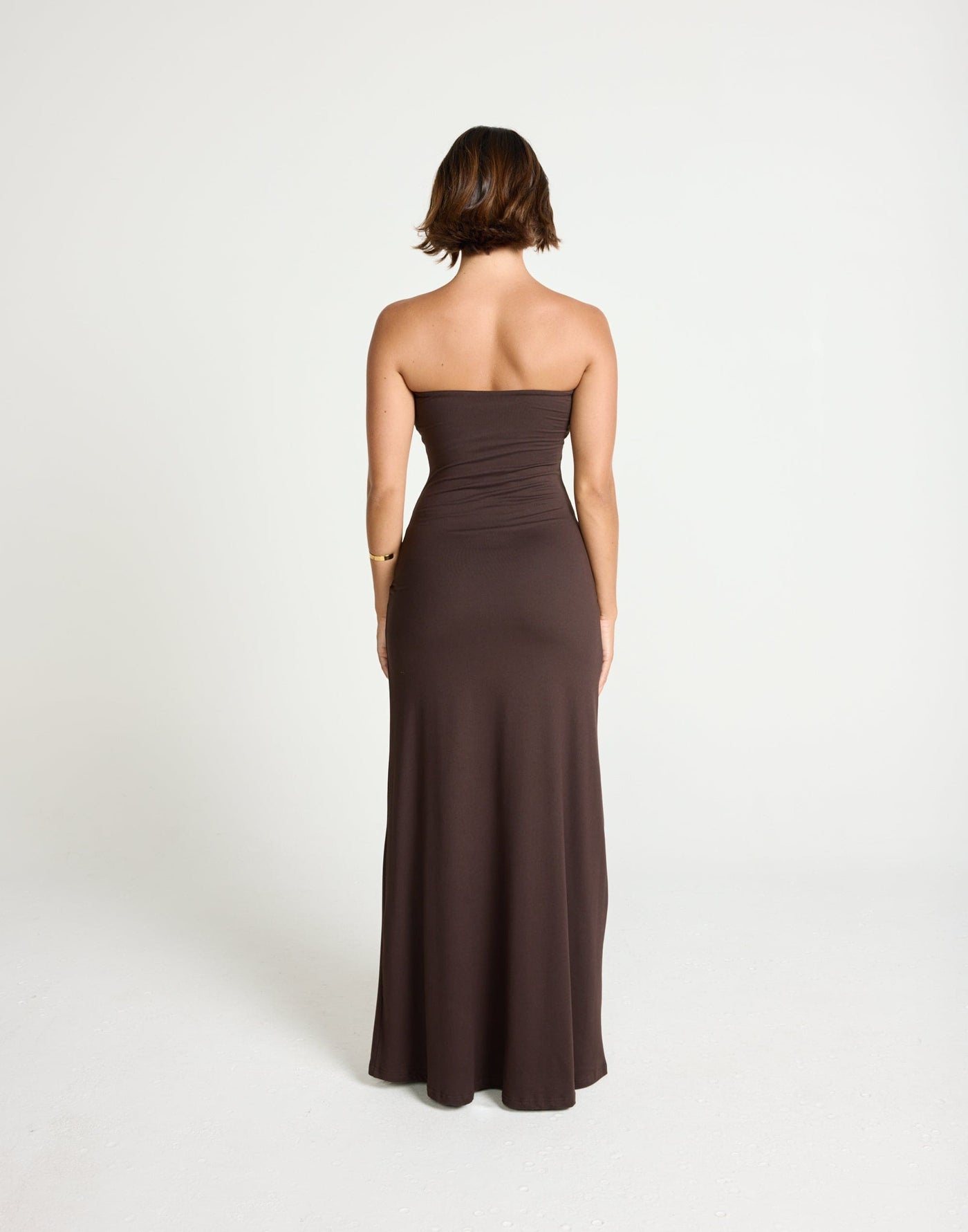 Edela Maxi Dress (Chocolate) | CHARCOAL Exclusive - Twisted Front Detail Bodycon Maxi - Women's Dress - Charcoal Clothing
