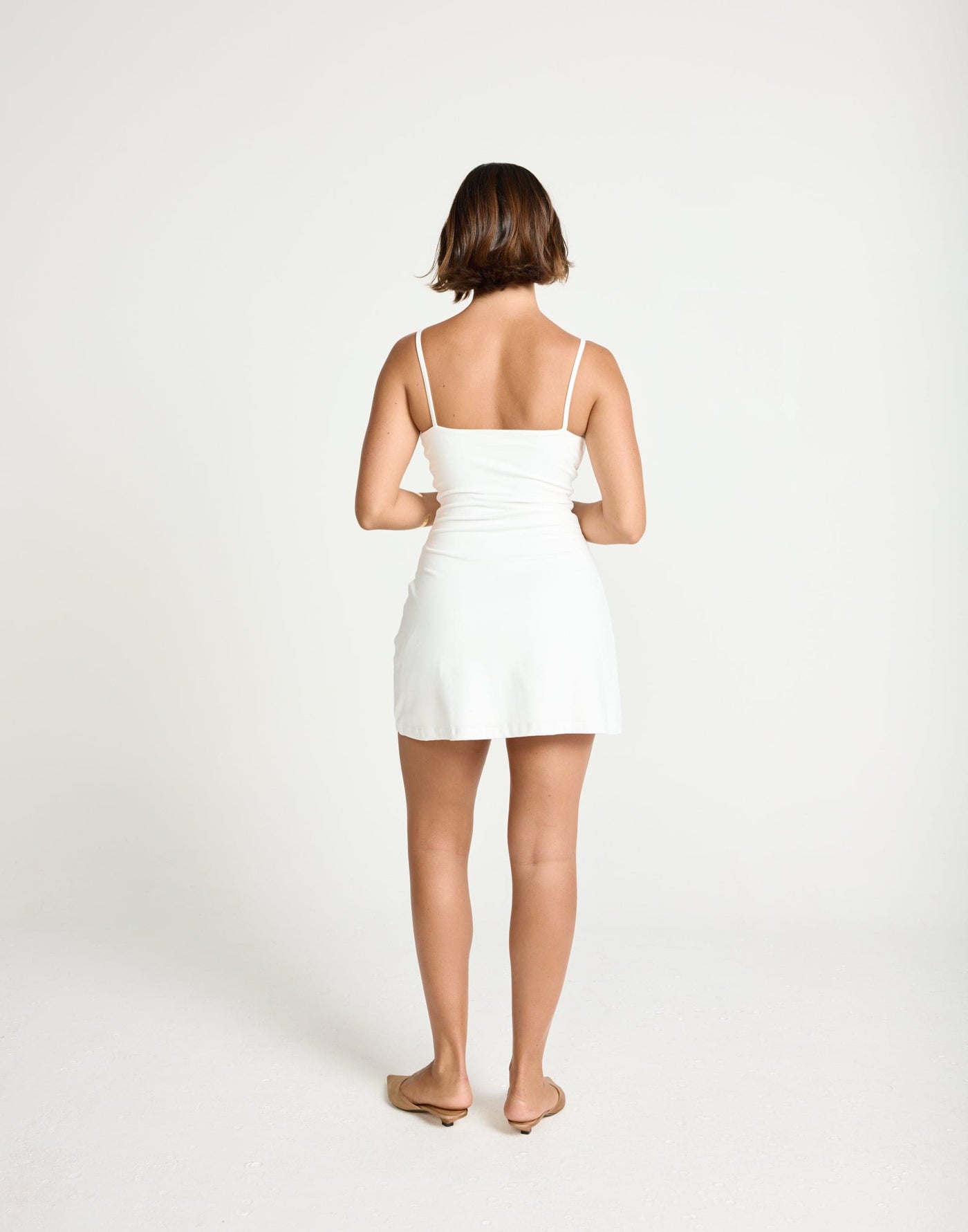Broken Hearts Mini Dress (White) | CHARCOAL Exclusive - Diagonal Ruched Detail Jersey Mini - Women's Dress - Charcoal Clothing