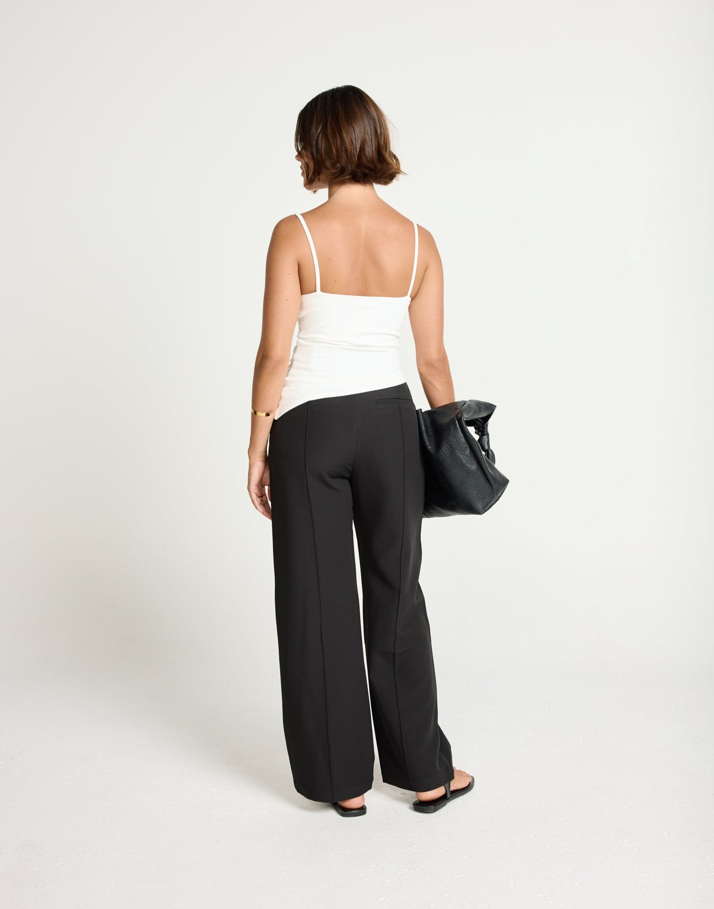 Colden Pants (Black) - Petite | CHARCOAL Exclusive - High Waisted Pleated Detail Straight Leg Business Pants - Women's Pants - Charcoal Clothing