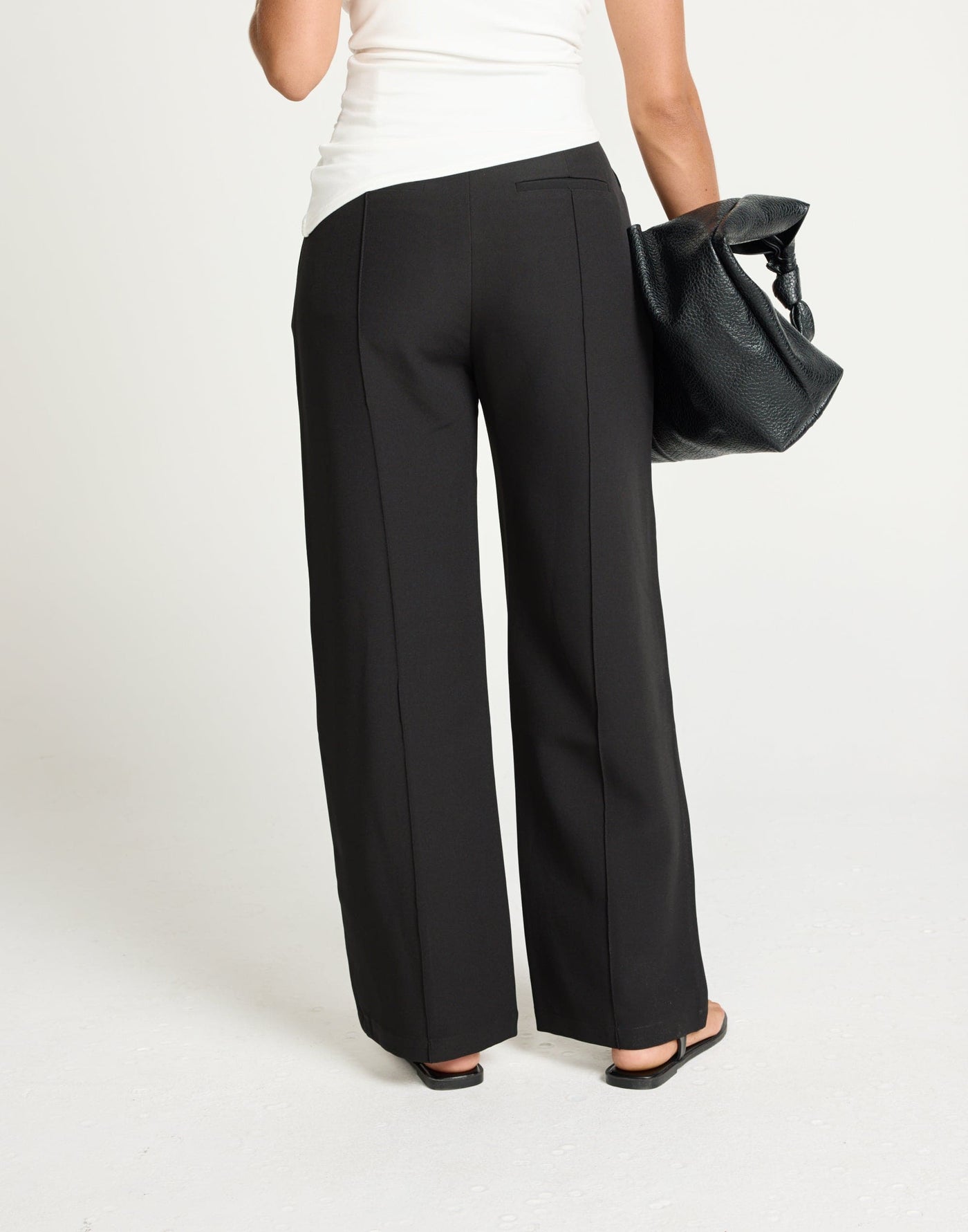 Colden Pants (Black) - Petite | CHARCOAL Exclusive - High Waisted Pleated Detail Straight Leg Business Pants - Women's Pants - Charcoal Clothing