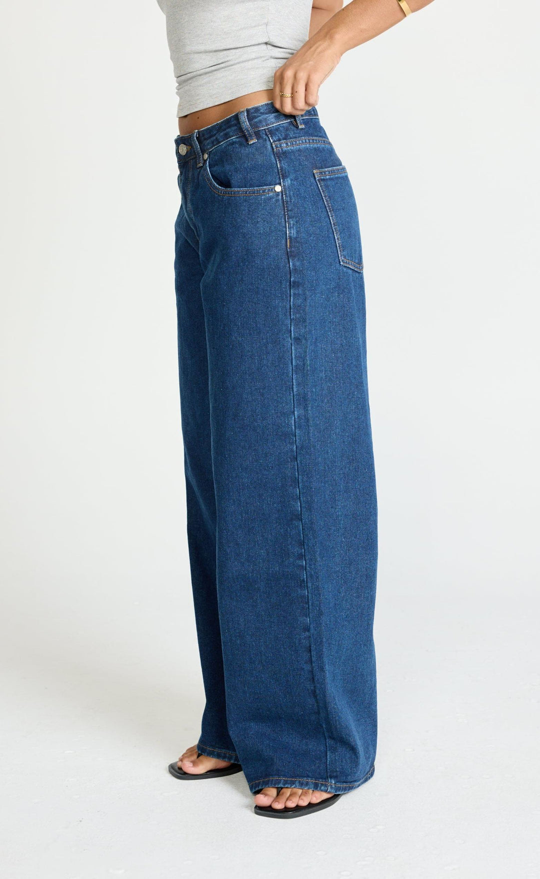 Wide Loose Jeans_Charcoal Mサイズ Wren Jeans (Dark Denim) | CHARCOAL Exclusive - Baggy Wide Leg Fit
