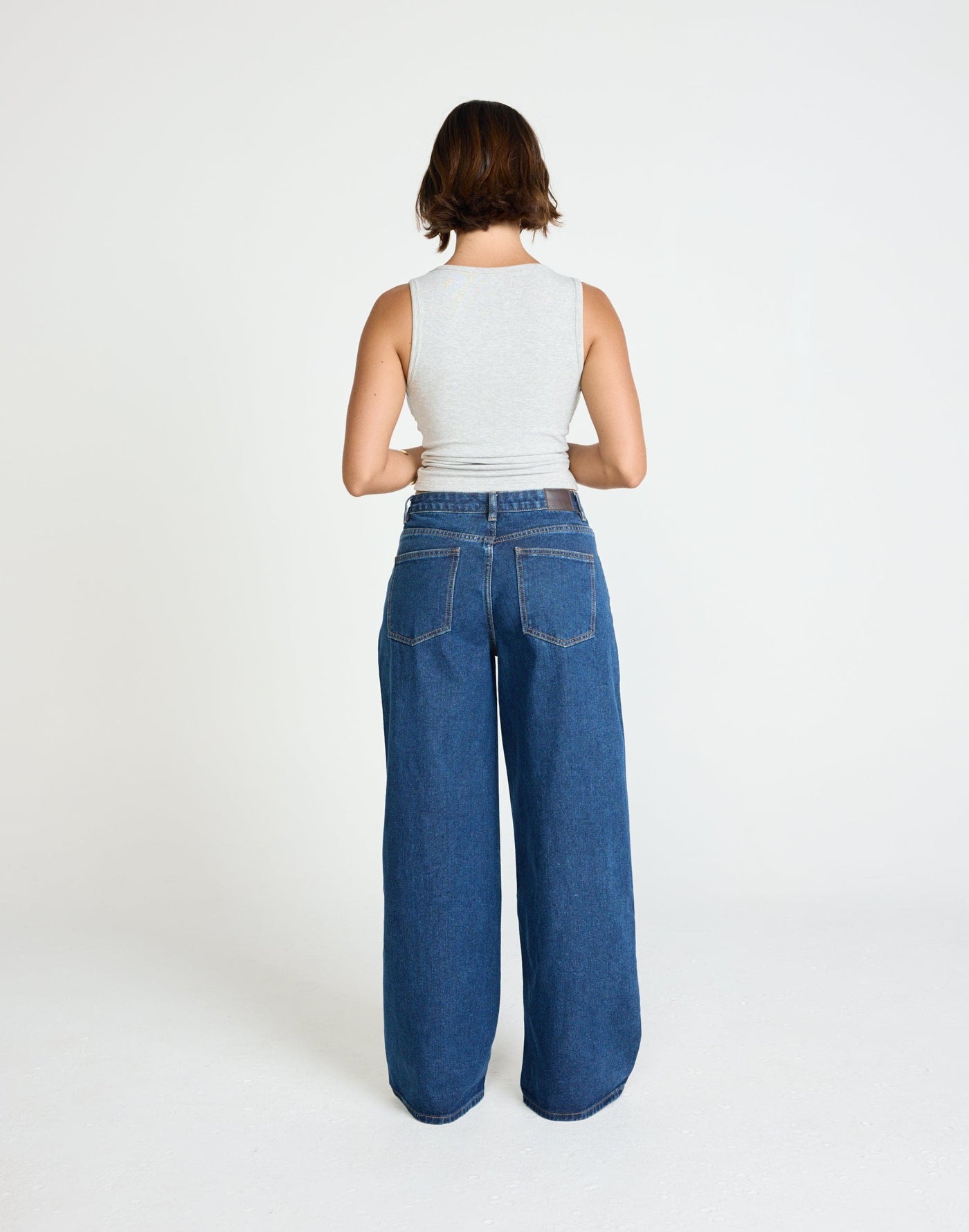 Wren Jeans (Dark Denim) | CHARCOAL Exclusive - Baggy Wide Leg Fit Mid Rise Denim Jean - Women's Pants - Charcoal Clothing