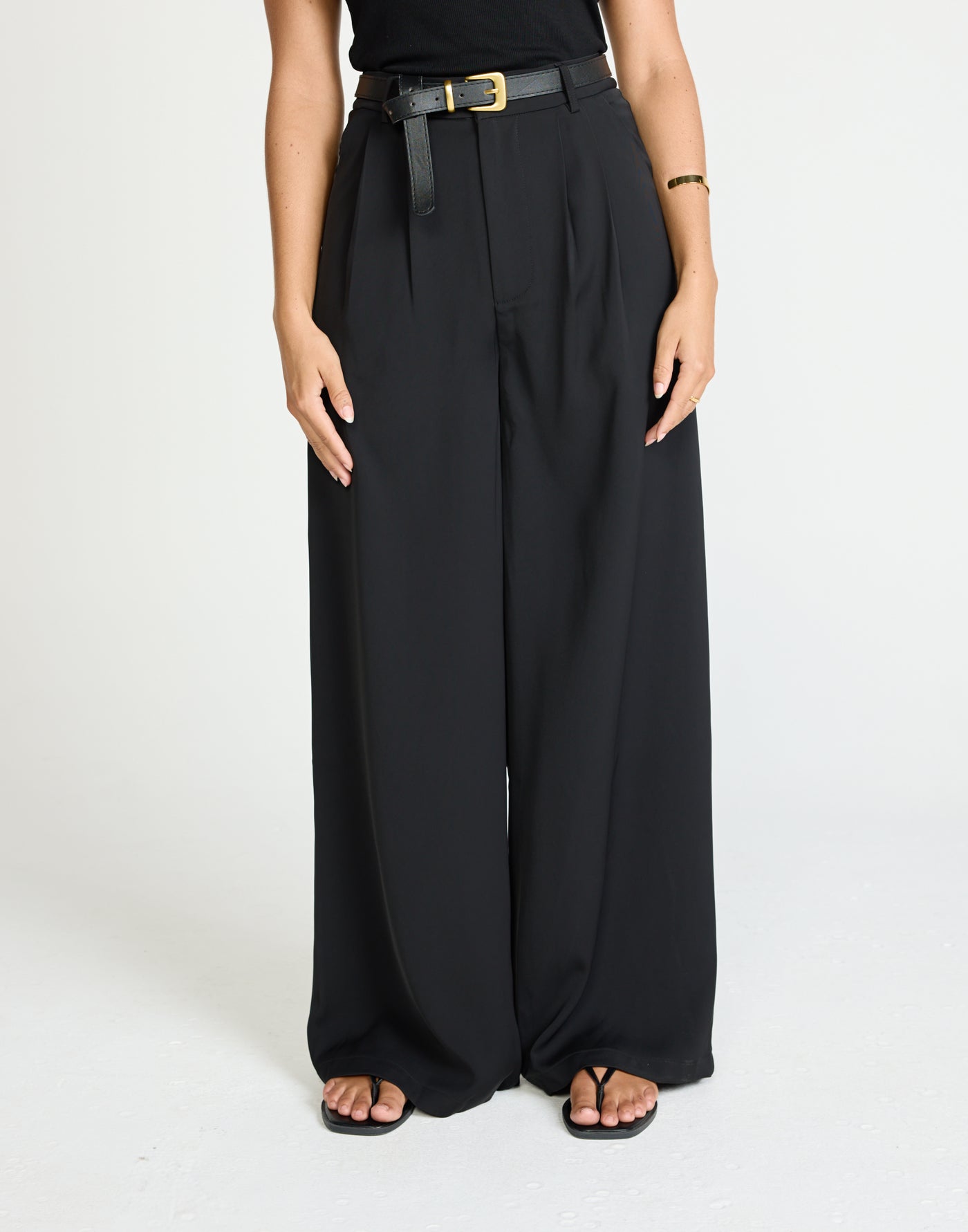 Chicago Pants (Black) - High Rise Tailored Wide Leg Pants - Women's Pants - Charcoal Clothing
