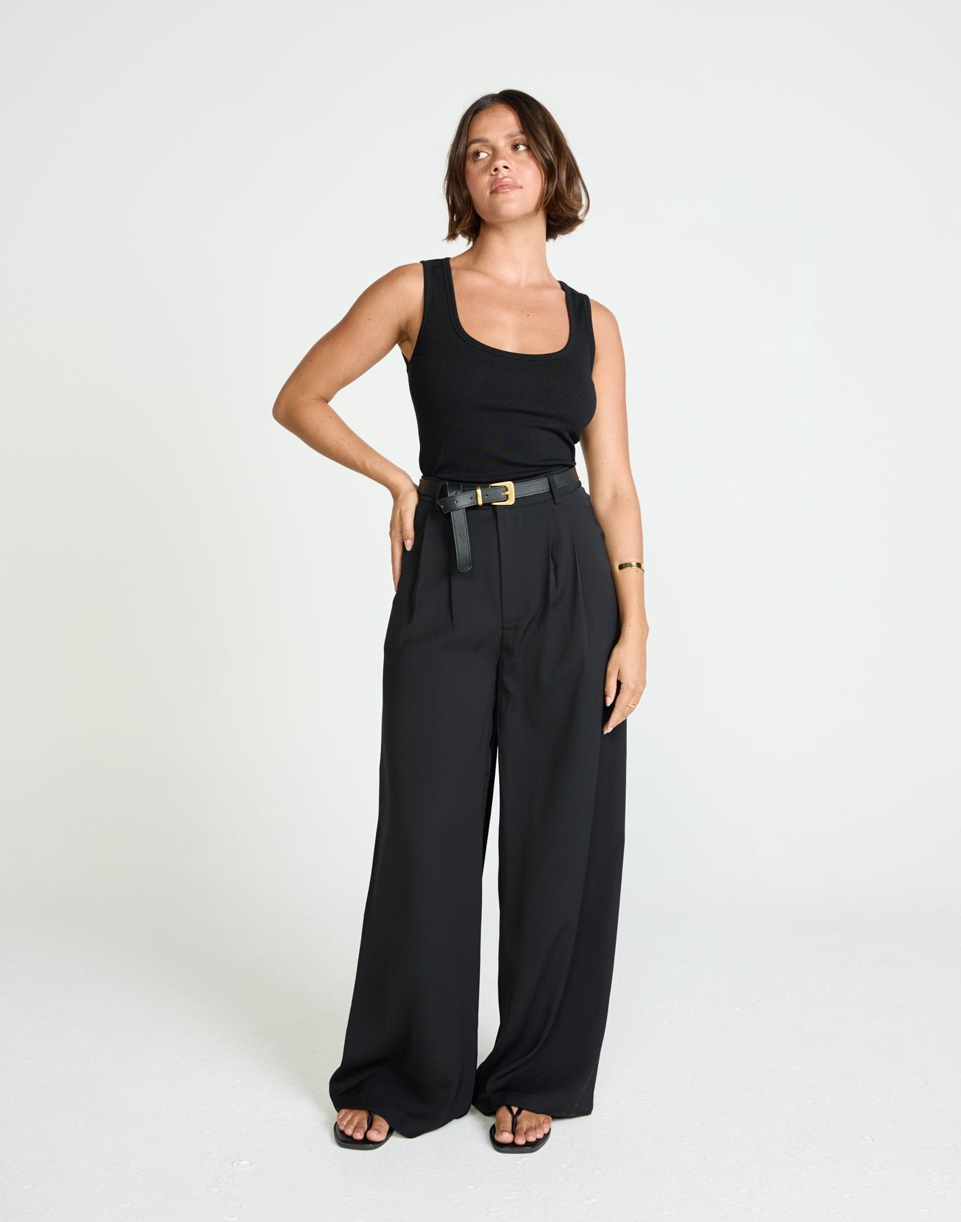 Chicago Pants (Black) - High Rise Tailored Wide Leg Pants - Women's Pants - Charcoal Clothing