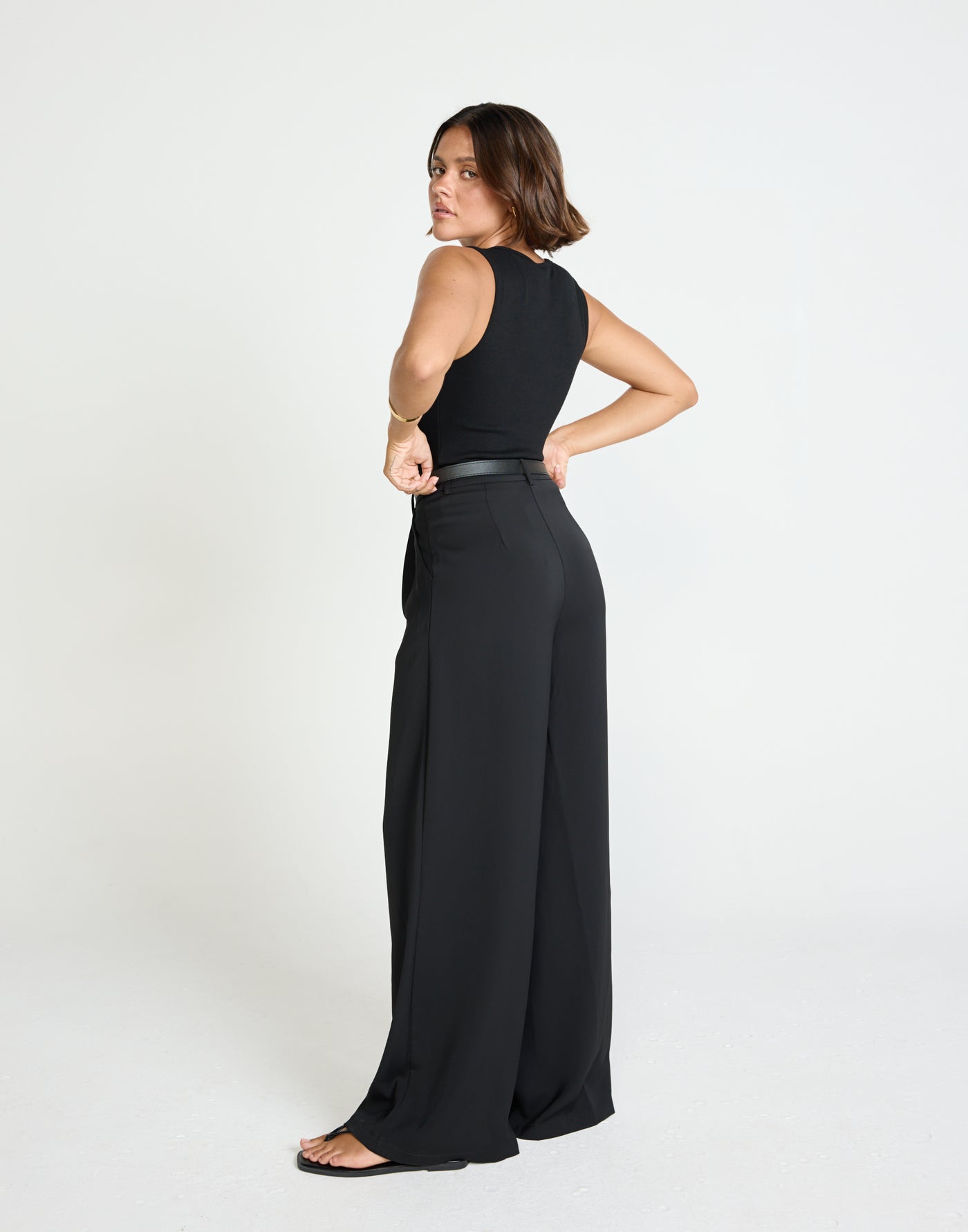 Chicago Pants (Black) - High Rise Tailored Wide Leg Pants - Women's Pants - Charcoal Clothing