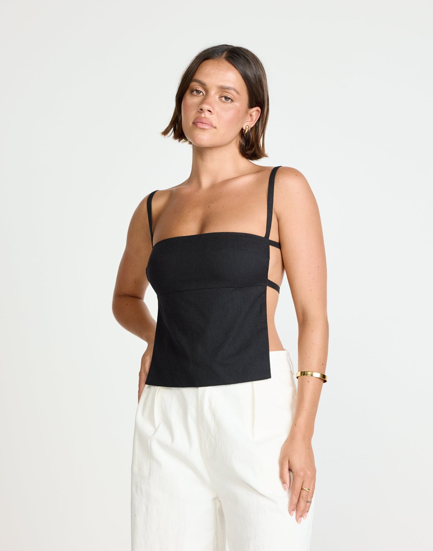 Paradise Top (Black) | CHARCOAL Exclusive - Straight Neckline Backless Top - Women's Top - Charcoal Clothing