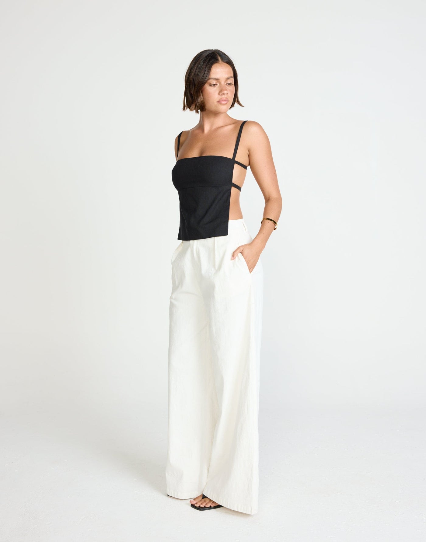 Paradise Top (Black) | CHARCOAL Exclusive - Straight Neckline Backless Top - Women's Top - Charcoal Clothing