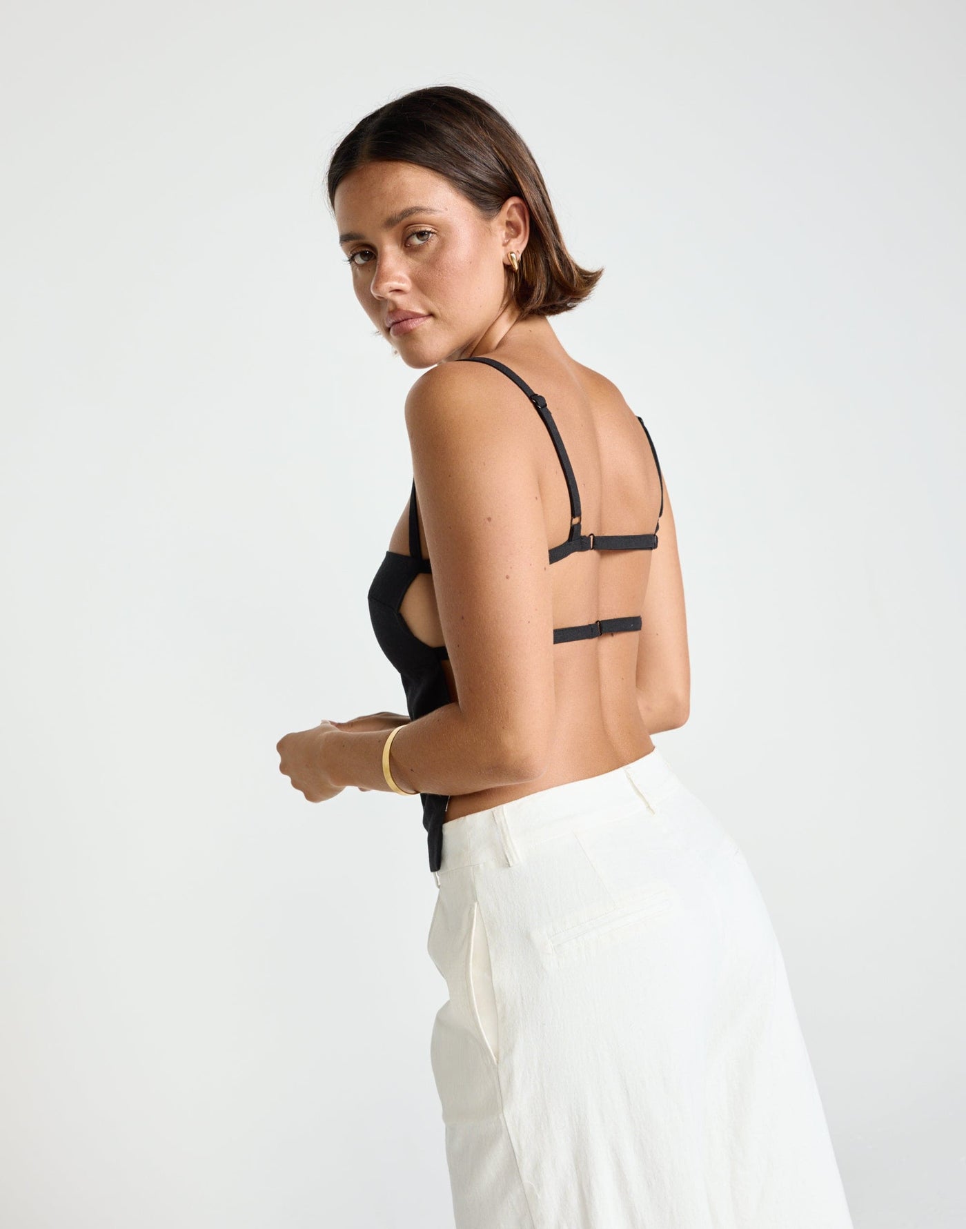 Paradise Top (Black) | CHARCOAL Exclusive - Straight Neckline Backless Top - Women's Top - Charcoal Clothing