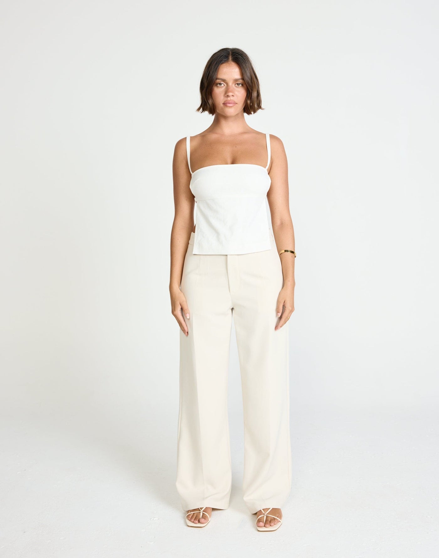 Paradise Top (White) | CHARCOAL Exclusive - Straight Neckline Backless Top - Women's Top - Charcoal Clothing
