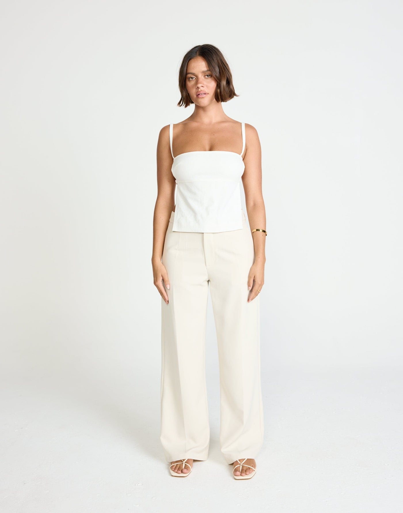 Paradise Top (White) | CHARCOAL Exclusive - Straight Neckline Backless Top - Women's Top - Charcoal Clothing