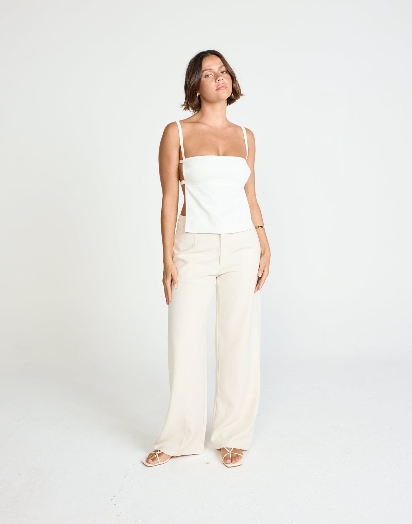 Paradise Top (White) | CHARCOAL Exclusive - Straight Neckline Backless Top - Women's Top - Charcoal Clothing