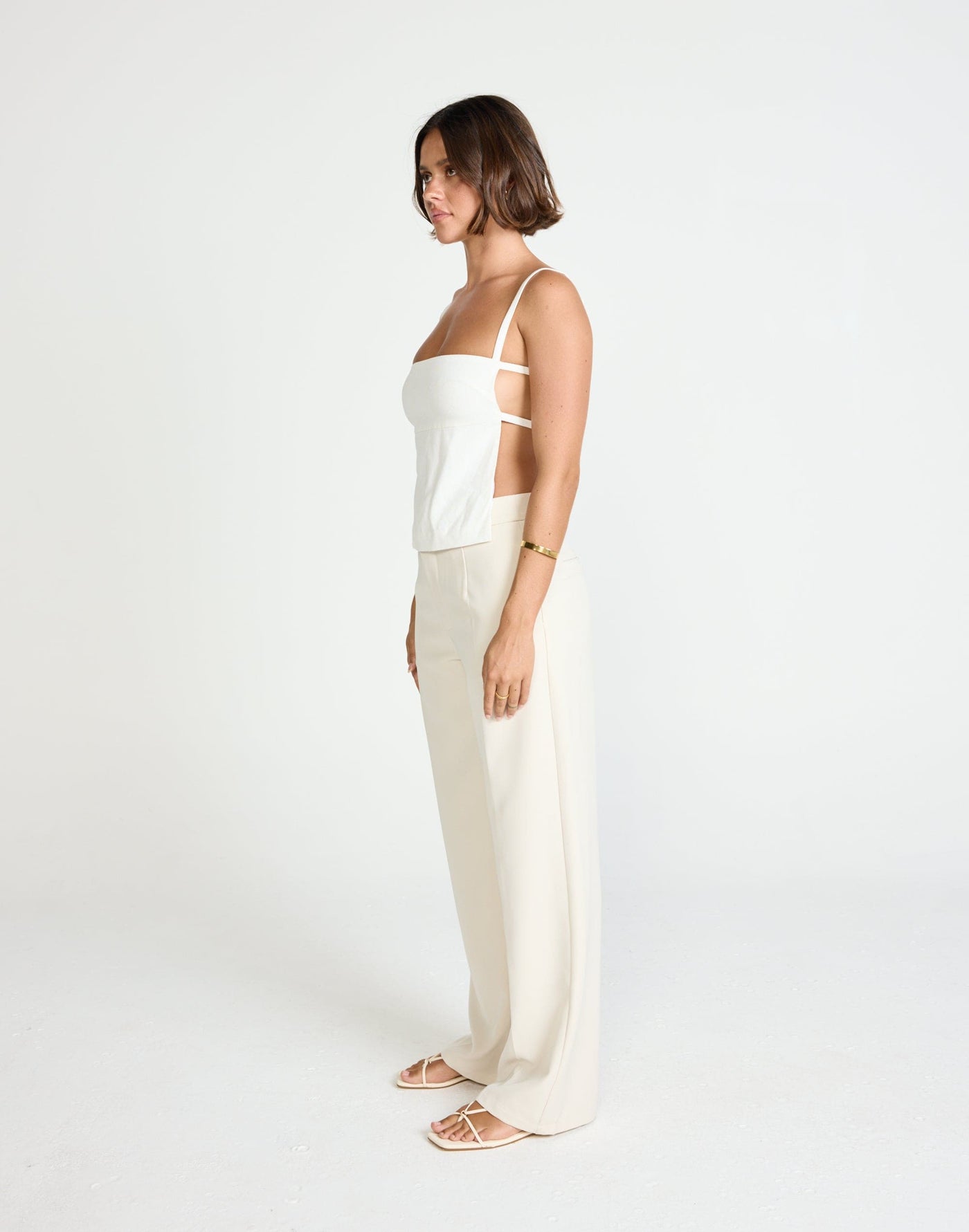 Paradise Top (White) | CHARCOAL Exclusive - Straight Neckline Backless Top - Women's Top - Charcoal Clothing