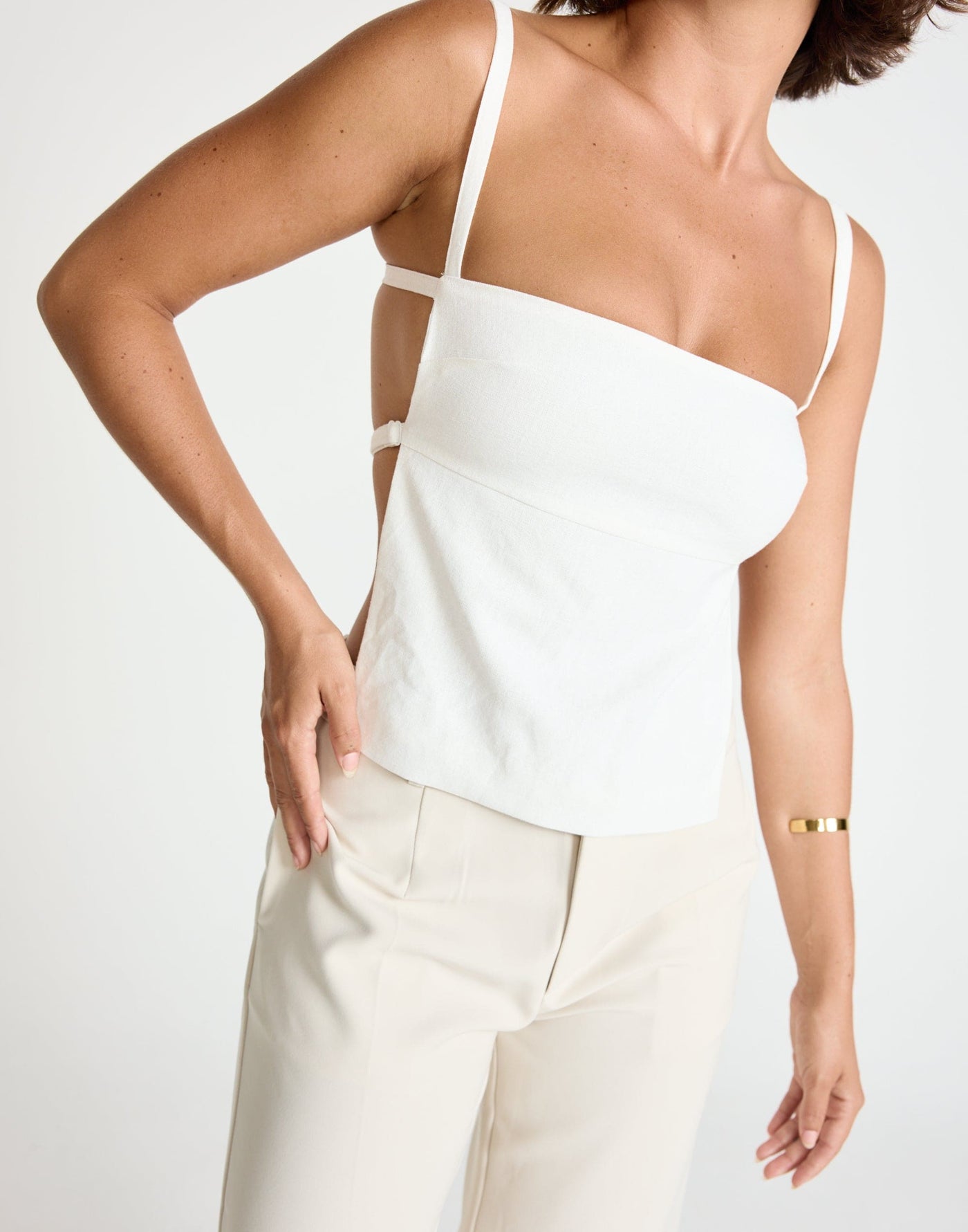 Paradise Top (White) | CHARCOAL Exclusive - Straight Neckline Backless Top - Women's Top - Charcoal Clothing