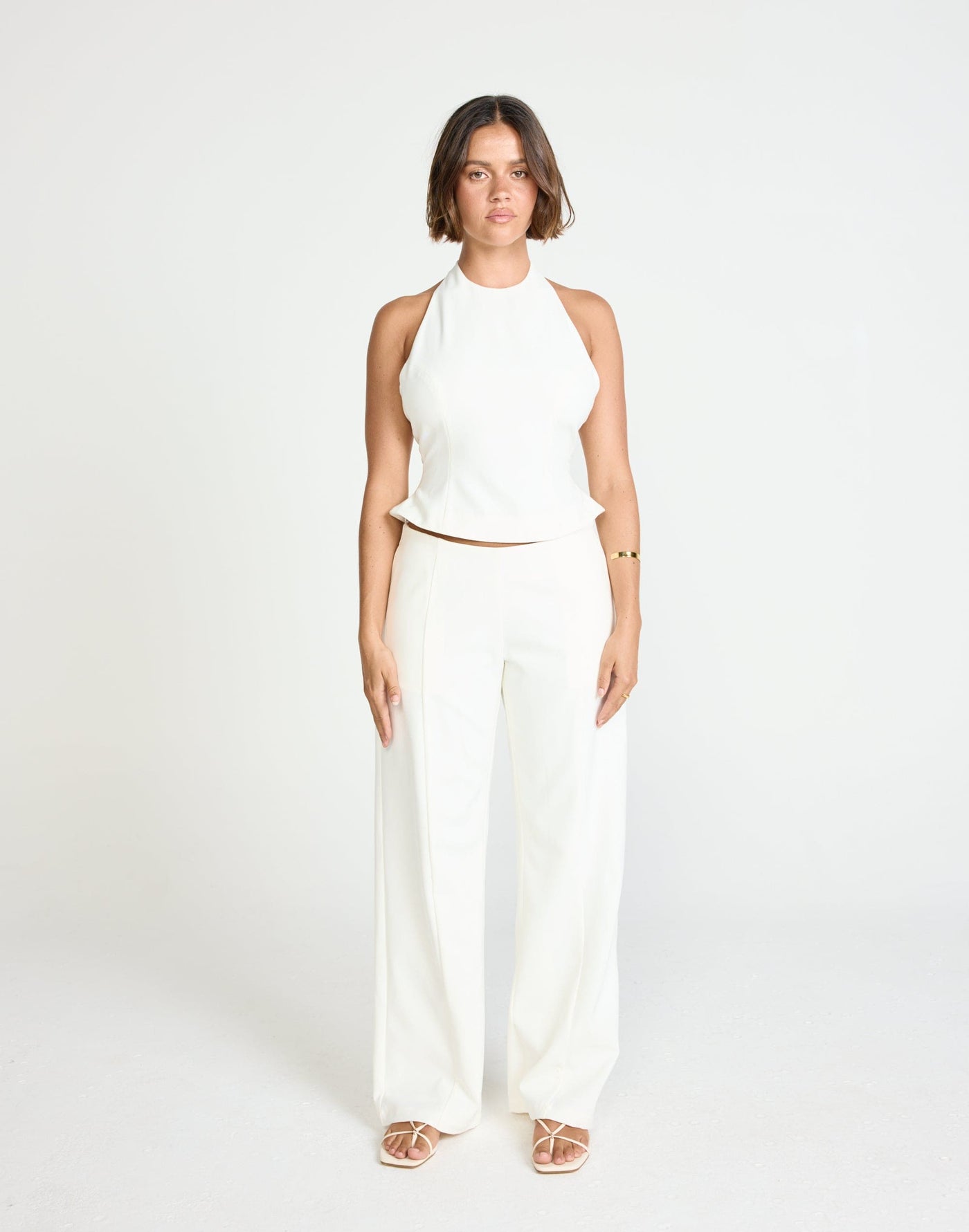 Kalla Pants (White) | CHARCOAL Exclusive - Low to Mid Rise Seamless Straight Leg Suiting Pant - Women's Pants - Charcoal Clothing