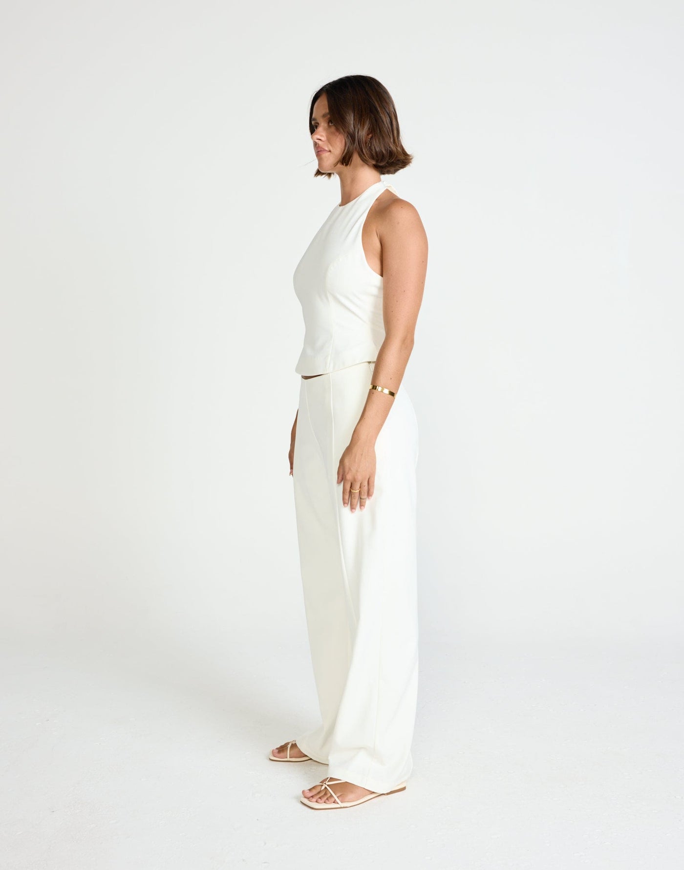 Kalla Pants (White) | CHARCOAL Exclusive - Low to Mid Rise Seamless Straight Leg Suiting Pant - Women's Pants - Charcoal Clothing