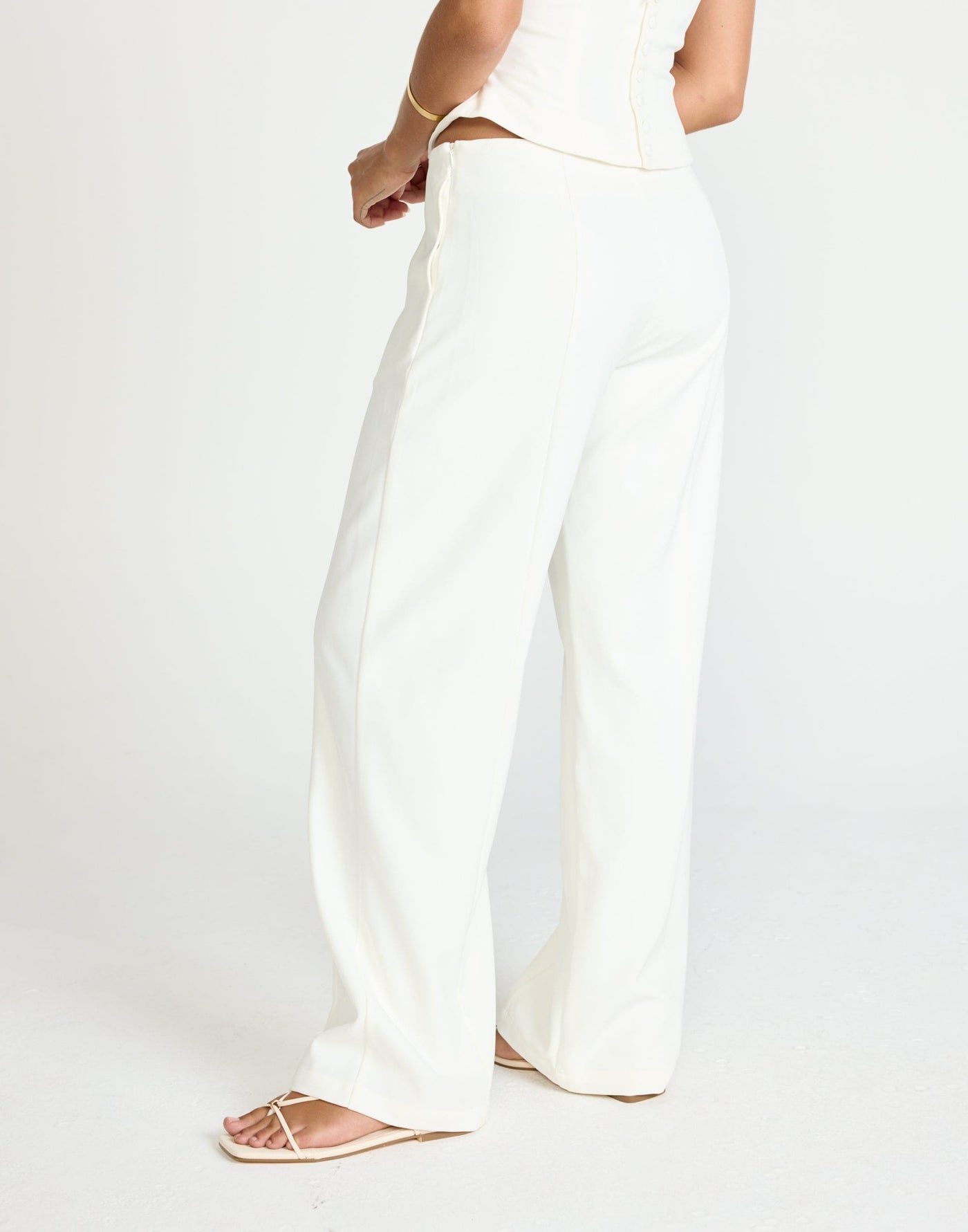 Kalla Pants (White) | CHARCOAL Exclusive - Low to Mid Rise Seamless Straight Leg Suiting Pant - Women's Pants - Charcoal Clothing