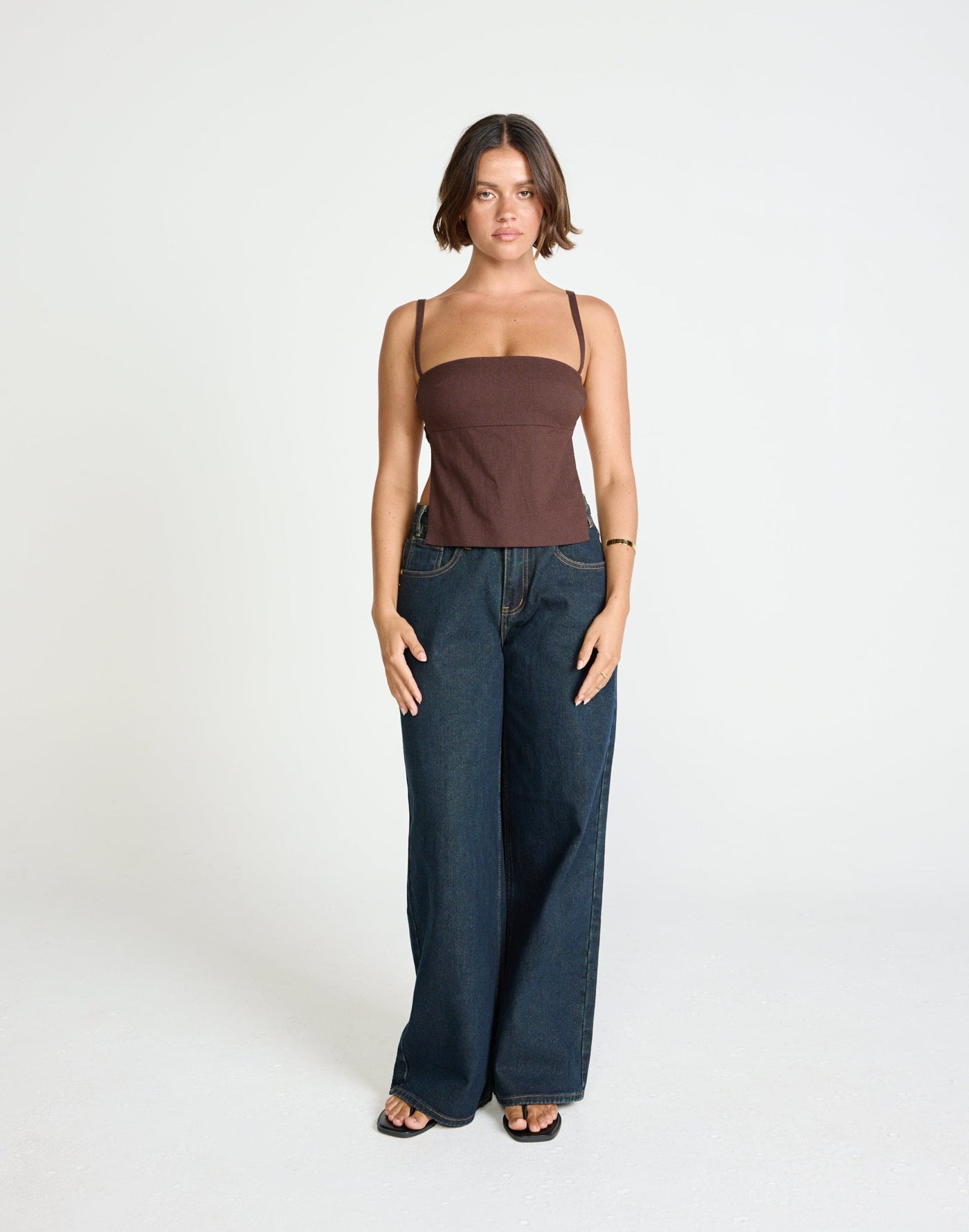 Paradise Top (Chocolate) | CHARCOAL Exclusive - Straight Neckline Backless Top - Women's Top - Charcoal Clothing