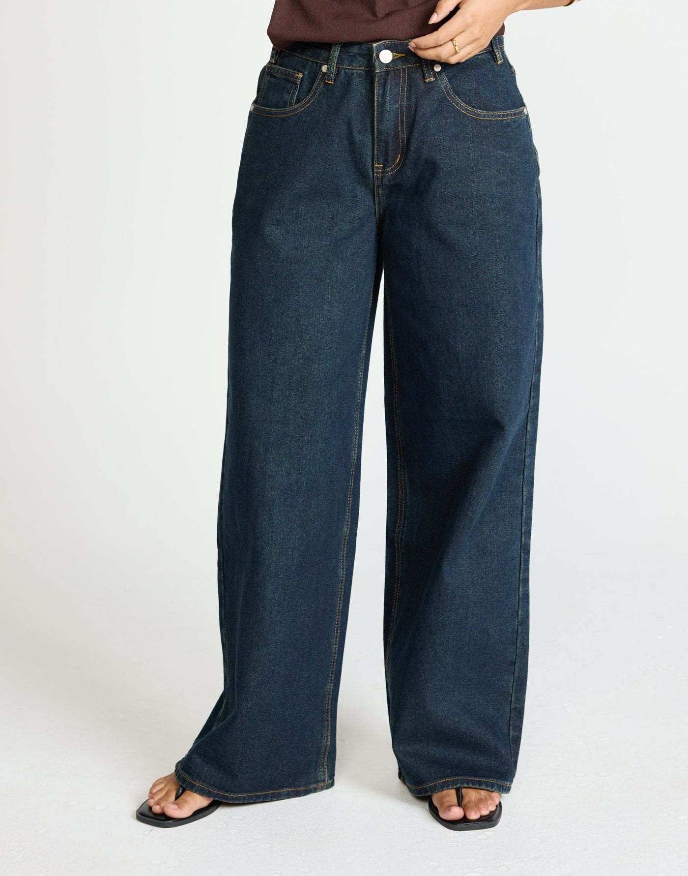 Wren Jeans (Indigo) | CHARCOAL Exclusive - Low to Mid Rise Baggy Wide Leg Jeans - Women's Pants - Charcoal Clothing