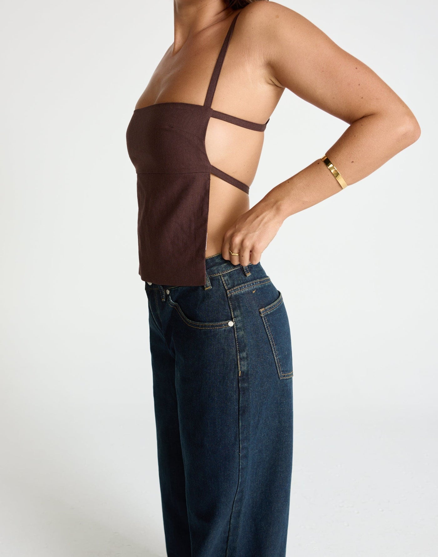 Paradise Top (Chocolate) | CHARCOAL Exclusive - Straight Neckline Backless Top - Women's Top - Charcoal Clothing