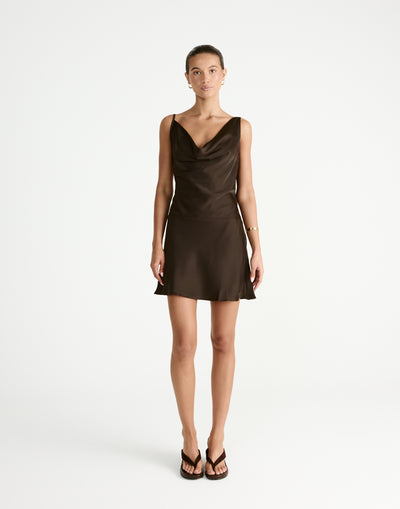 Adley Mini Dress (Chocolate) | By CHARCOAL - - Women's Dress - Charcoal Clothing