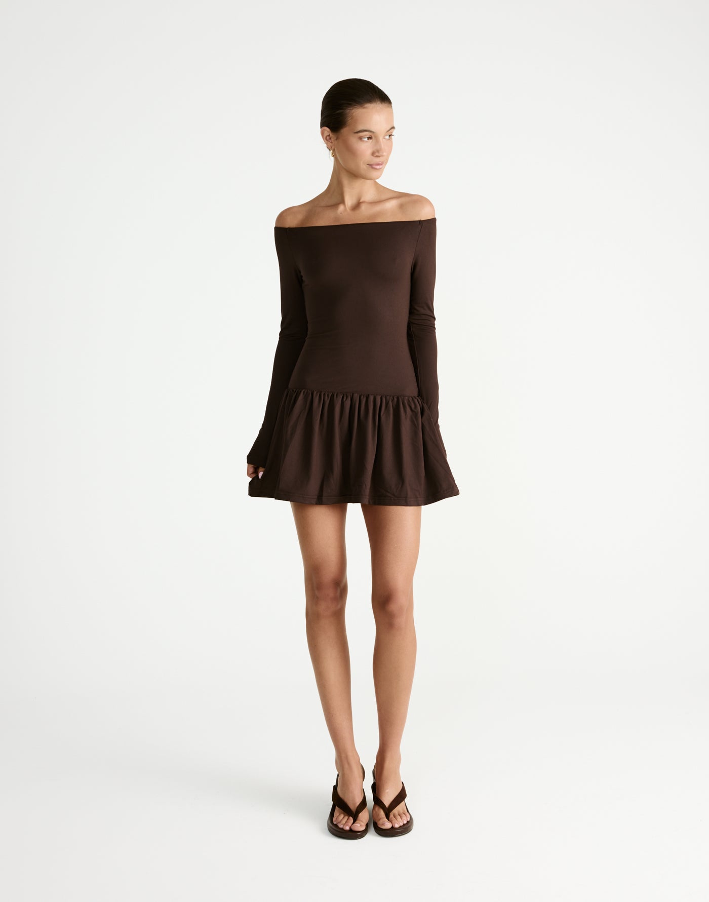 Yanna Long Sleeve Mini Dress (Chocolate) - CHARCOAL Exclusive - - Women's Dress - Charcoal Clothing