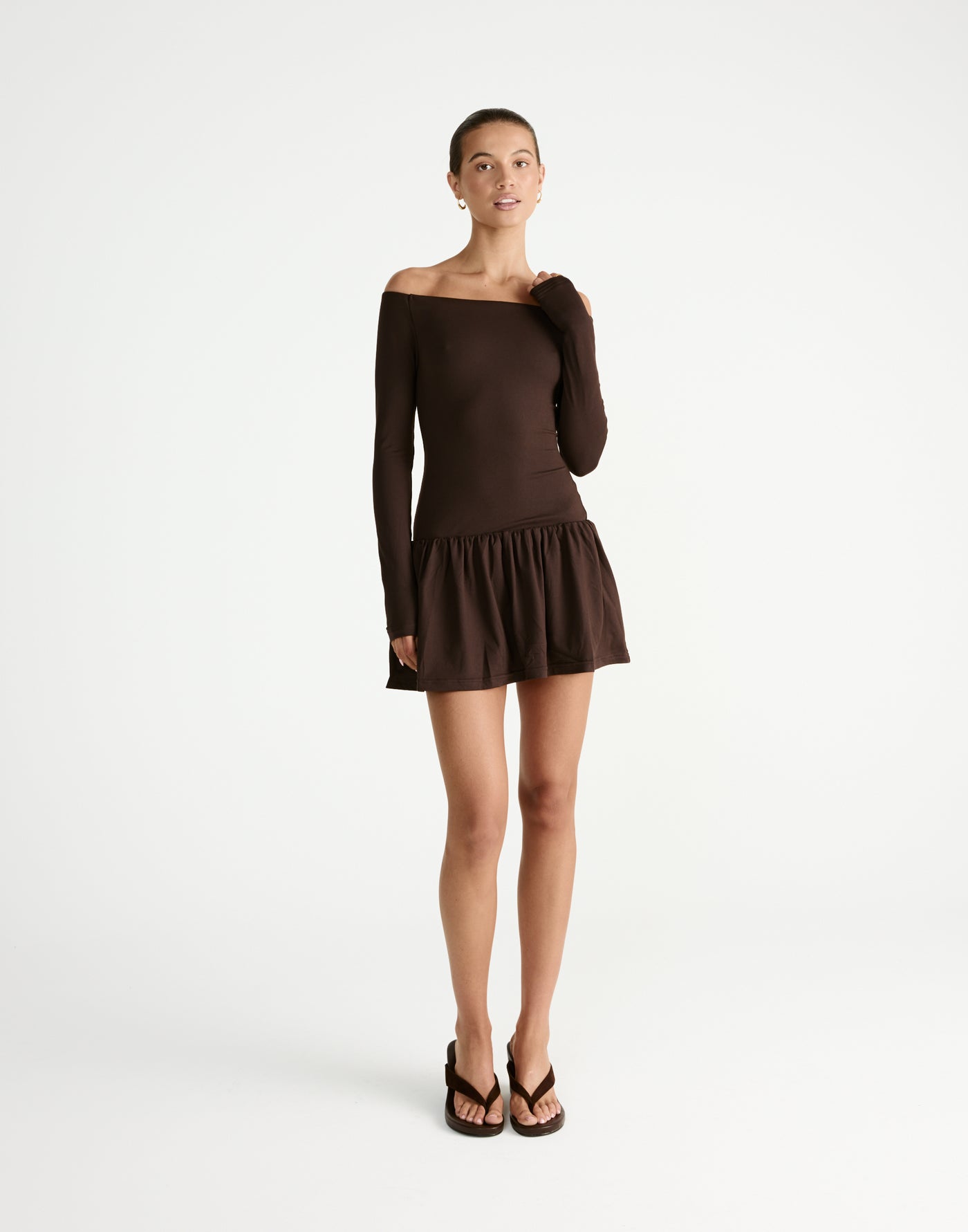 Yanna Long Sleeve Mini Dress (Chocolate) - CHARCOAL Exclusive - - Women's Dress - Charcoal Clothing