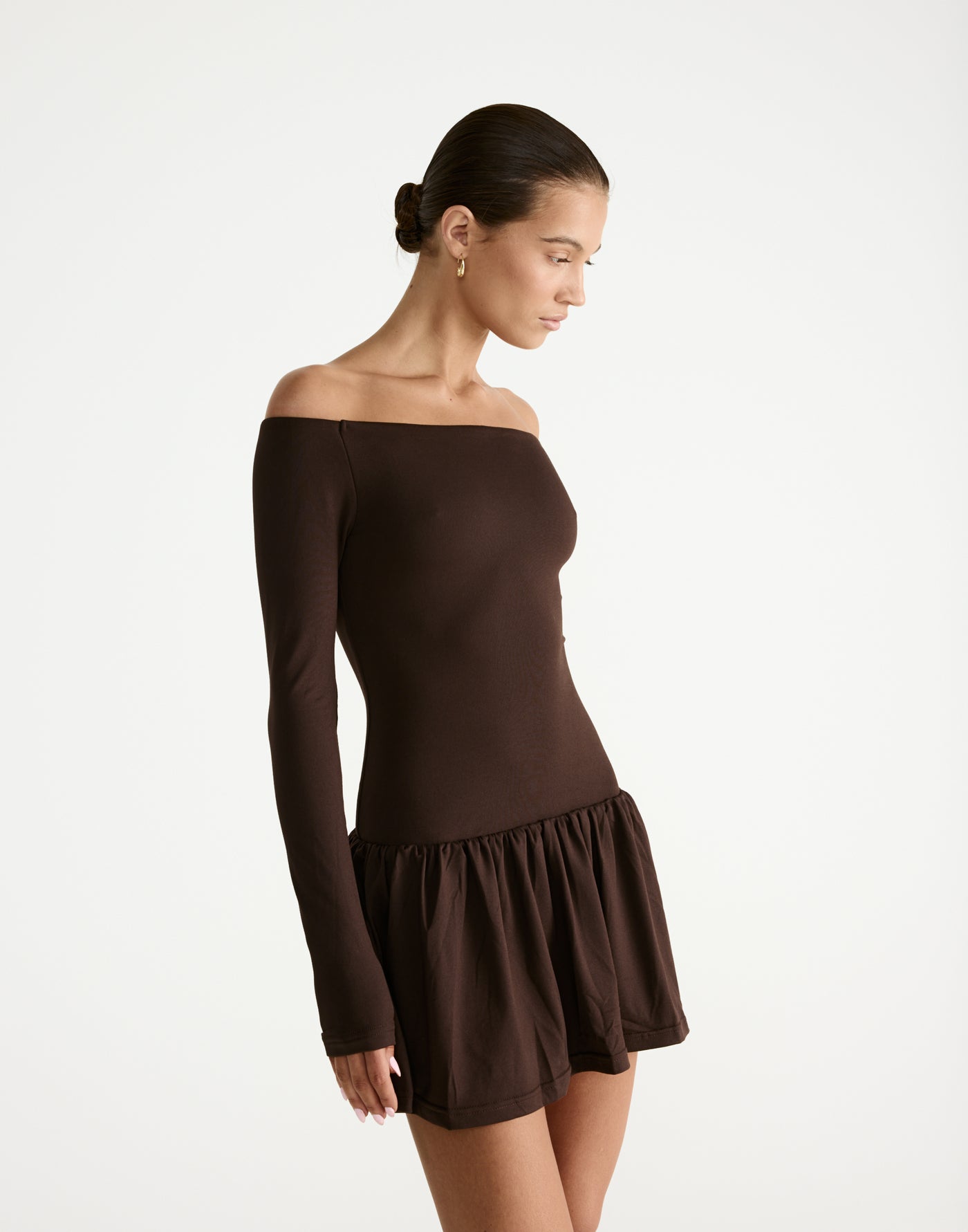 Yanna Long Sleeve Mini Dress (Chocolate) - CHARCOAL Exclusive - - Women's Dress - Charcoal Clothing