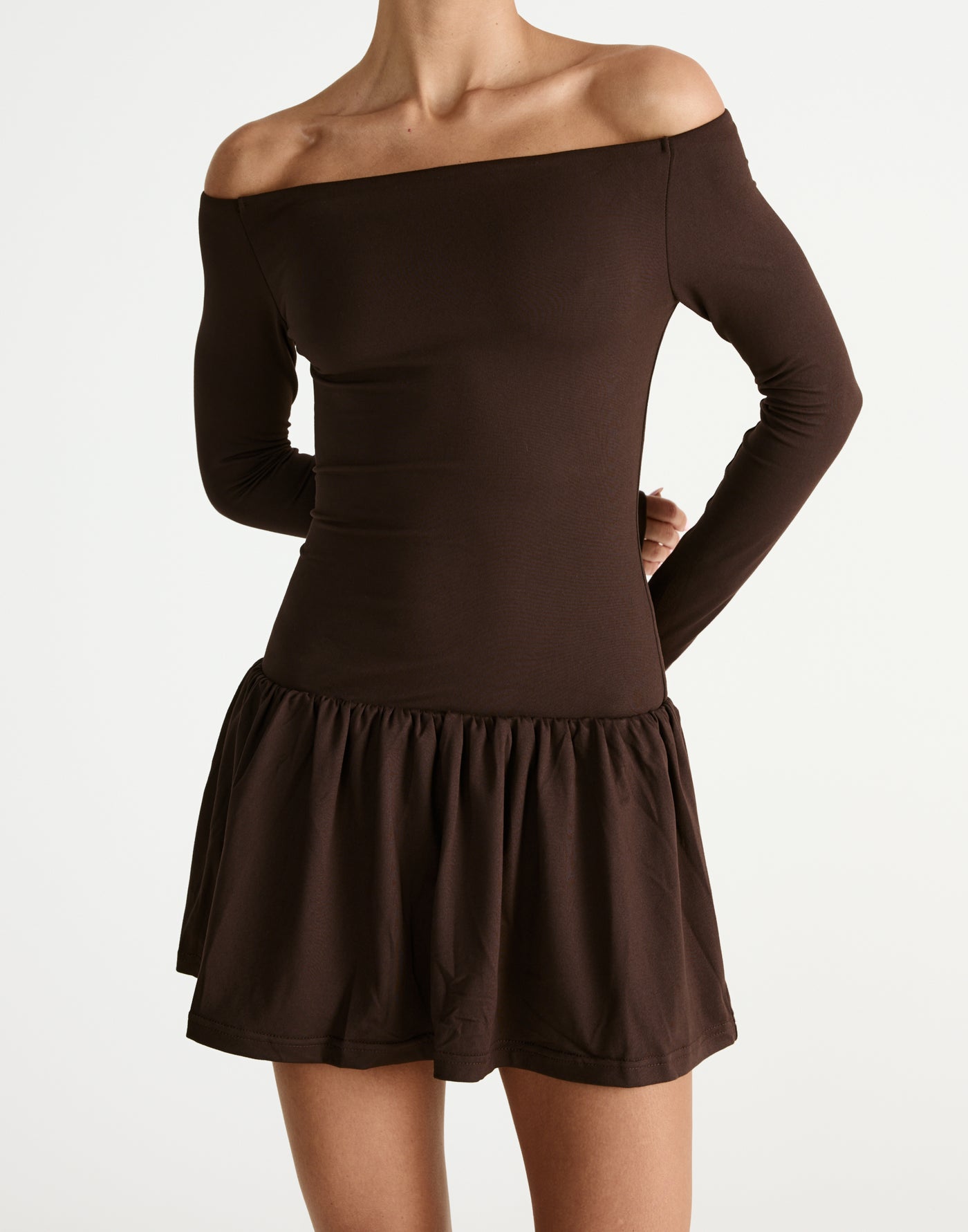 Yanna Long Sleeve Mini Dress (Chocolate) - CHARCOAL Exclusive - - Women's Dress - Charcoal Clothing
