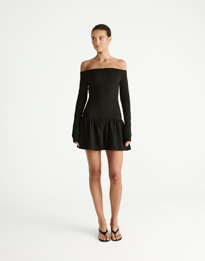 Yanna Long Sleeve Mini Dress (Black) - CHARCOAL Exclusive - - Women's Dress - Charcoal Clothing