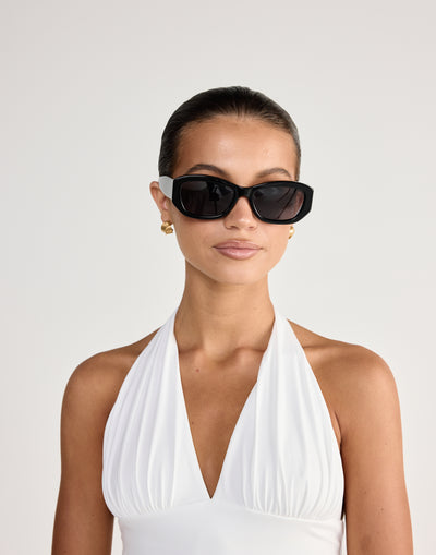 The Diaz Sunglasses (Black-Black) - By Banb - Rectangular black frame and tint sunglasses - Women's Accessories - Charcoal Clothing