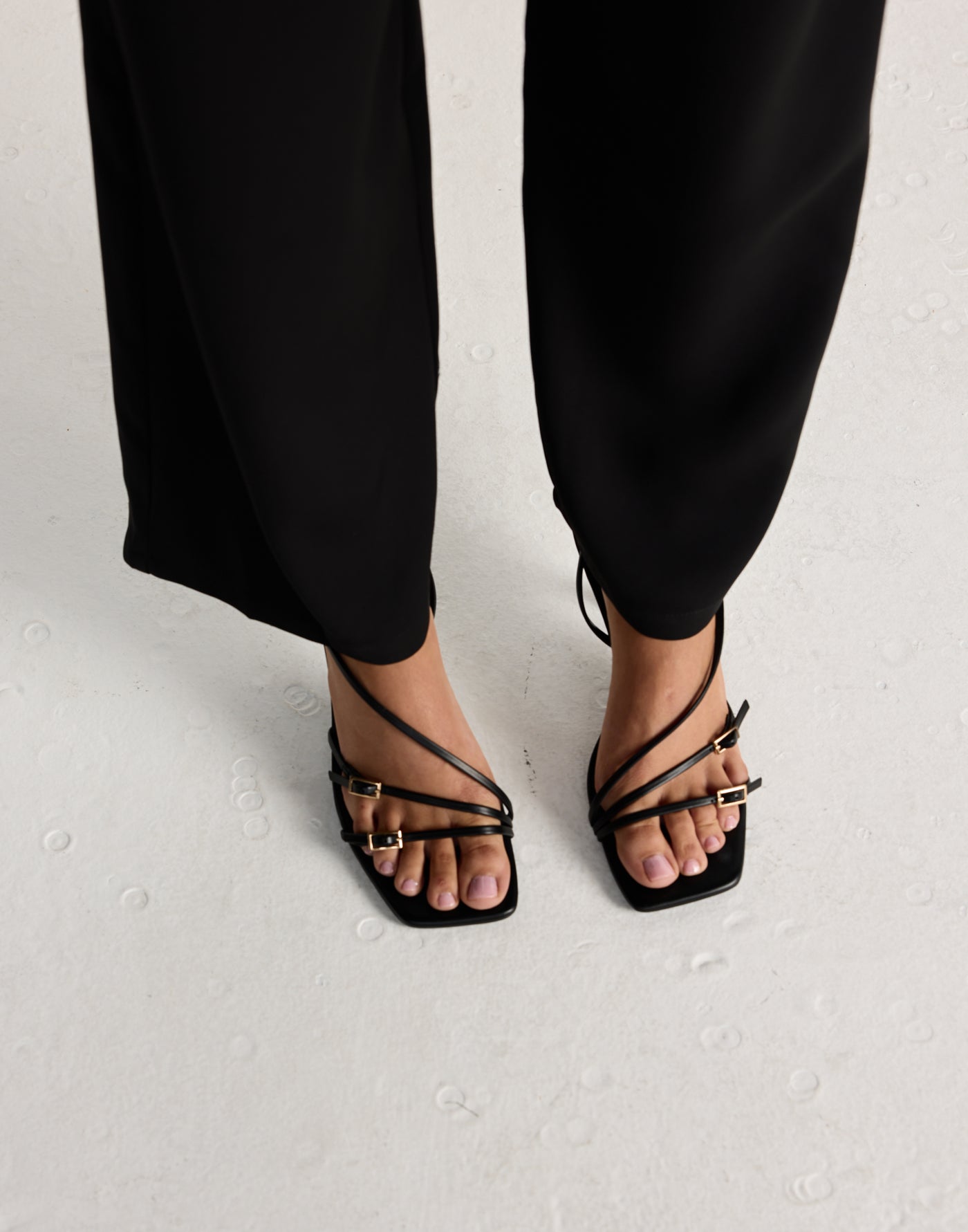 Toshie Heels (Black) - By Billini - Strappy black heels with squared toe - Women's Shoes - Charcoal Clothing