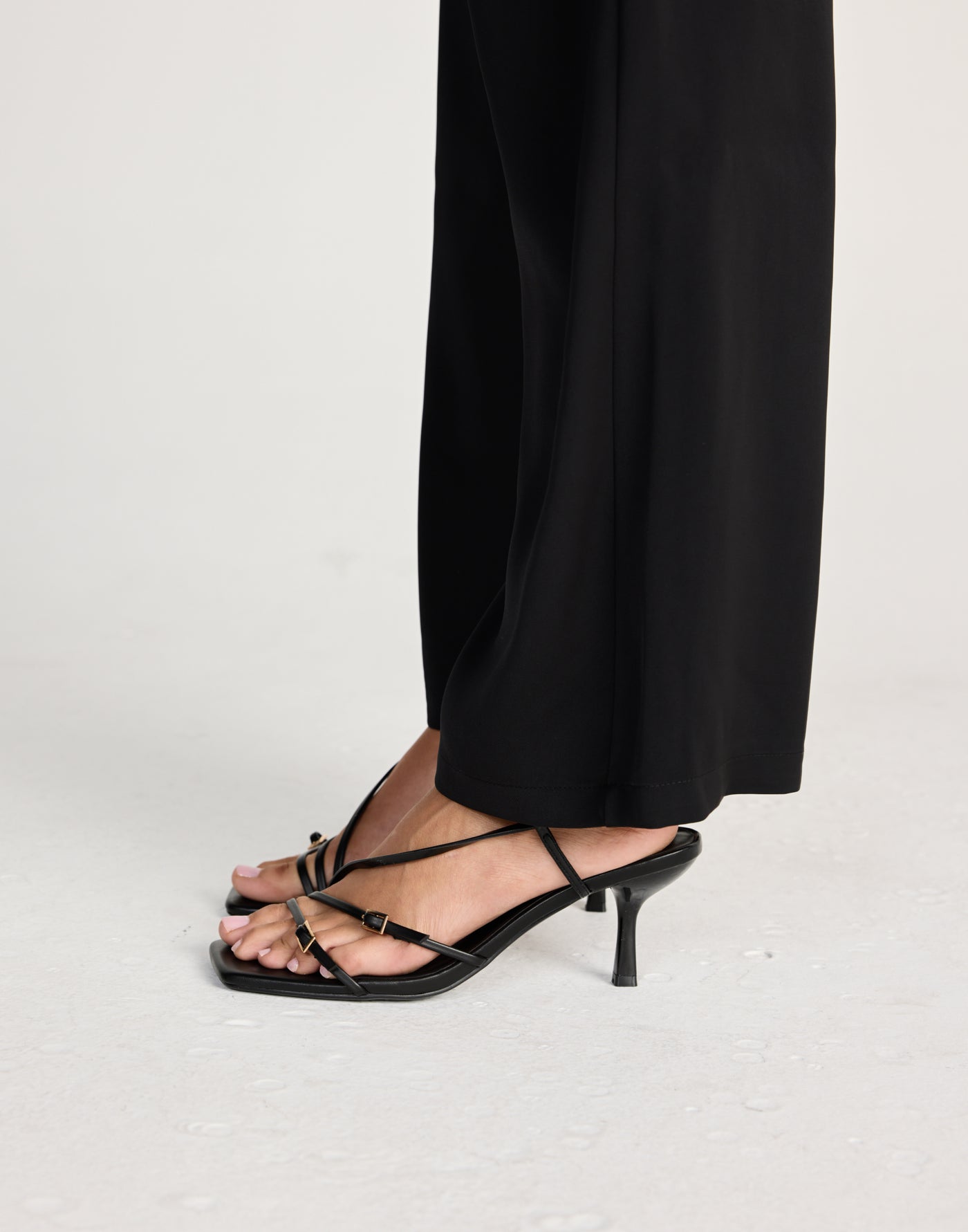 Toshie Heels (Black) - By Billini - Strappy black heels with squared toe - Women's Shoes - Charcoal Clothing