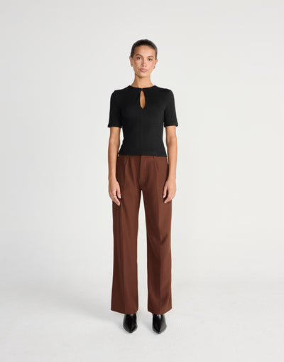 Flint Pants (Brick) - CHARCOAL EXCLUSIVE - STRAIGHT LEG MID RISE PANTS - Women's Pants - Charcoal Clothing