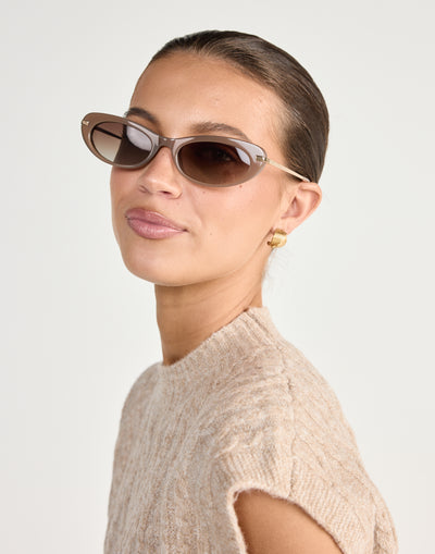 The Rae Sunglasses (Taupe-Brown) - By Banb - Black frame and tinted sunglasses with round frame - Women's Accessories - Charcoal Clothing
