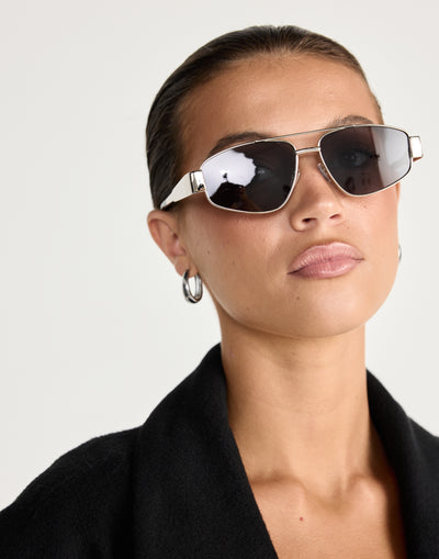 The Earle Sunglasses (Silver Smoke) - By Banb - Aviator style sunglasses with silver tint - Women's Accessories - Charcoal Clothing