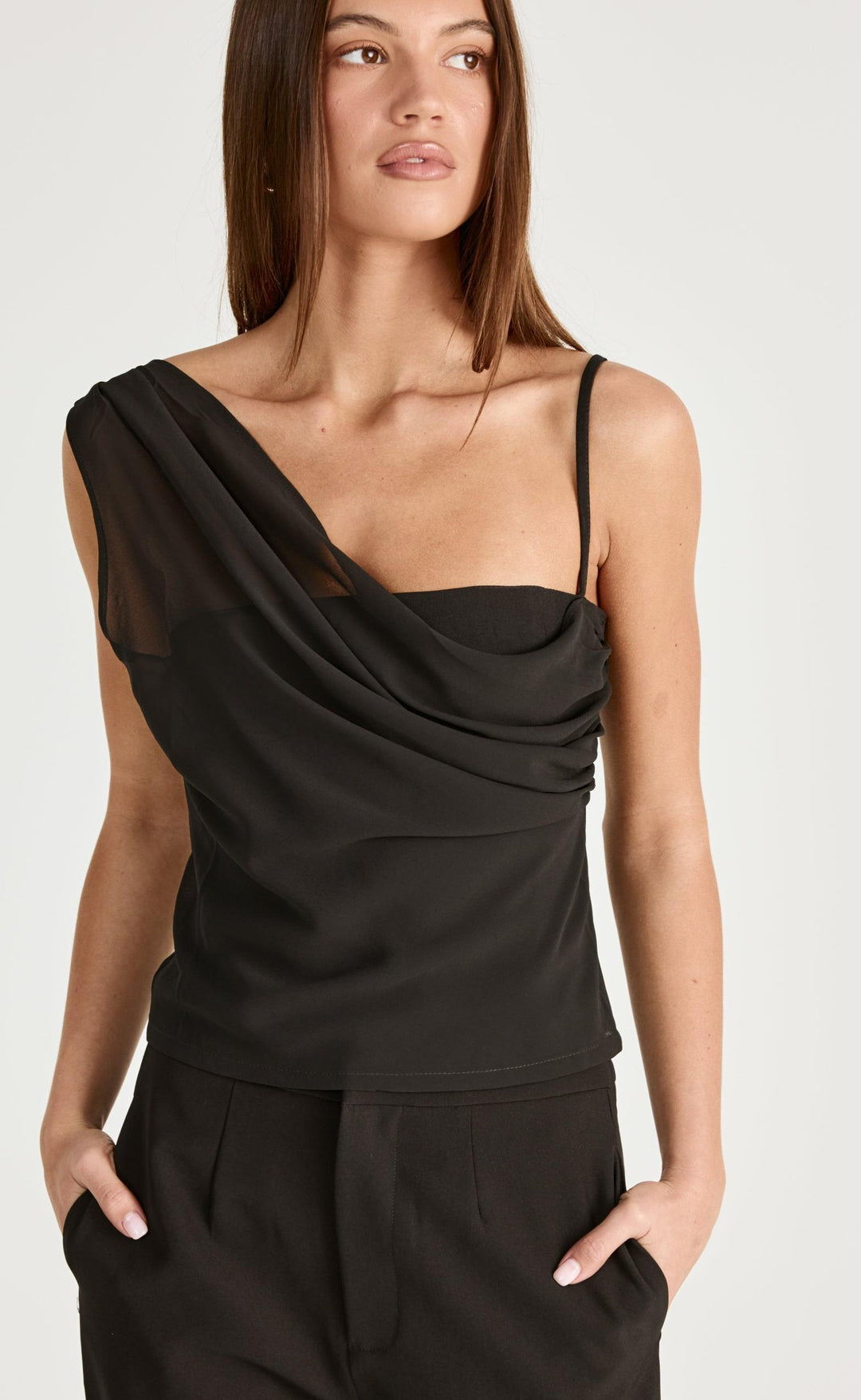 トップス CARLA Lady shoulder tops Charcoal Davina Top (Black) – CHARCOAL USA