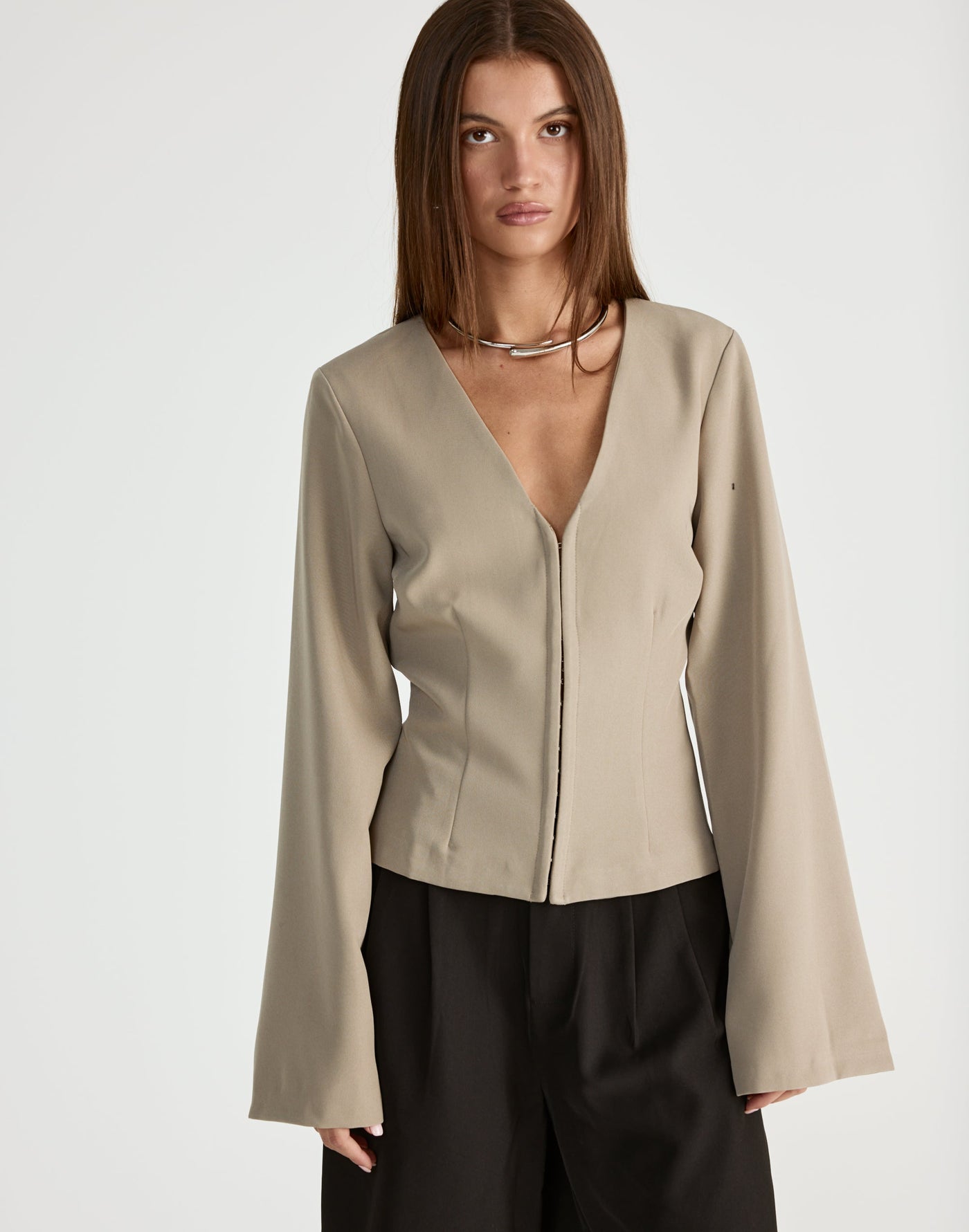 Norinne Long Sleeve Top (Pebble) | CHARCOAL Exclusive - - Women's Top - Charcoal Clothing