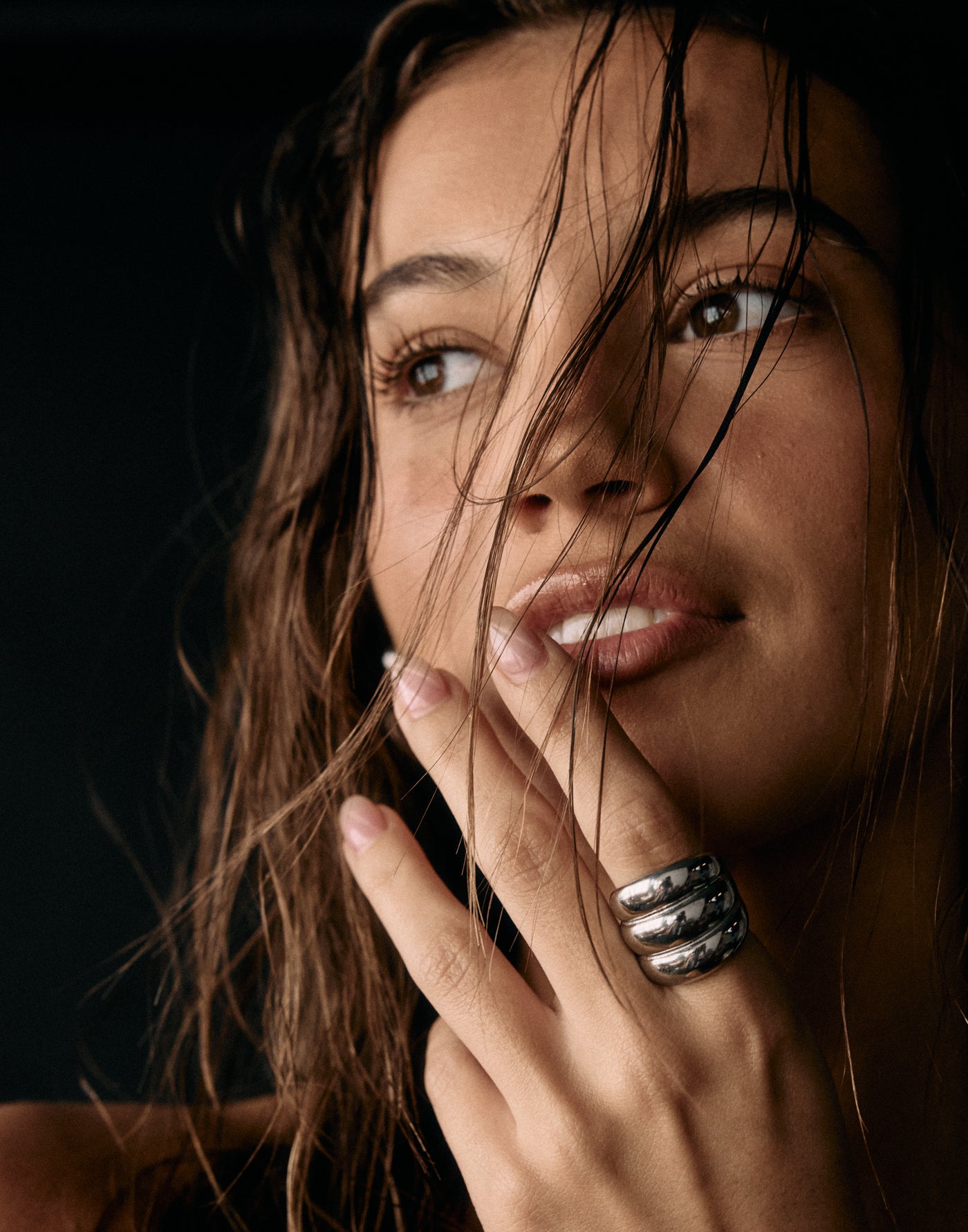 Jasper Ring (Silver) | Faux Stack Detail Silver Ring - Women's Accessories - Charcoal Clothing