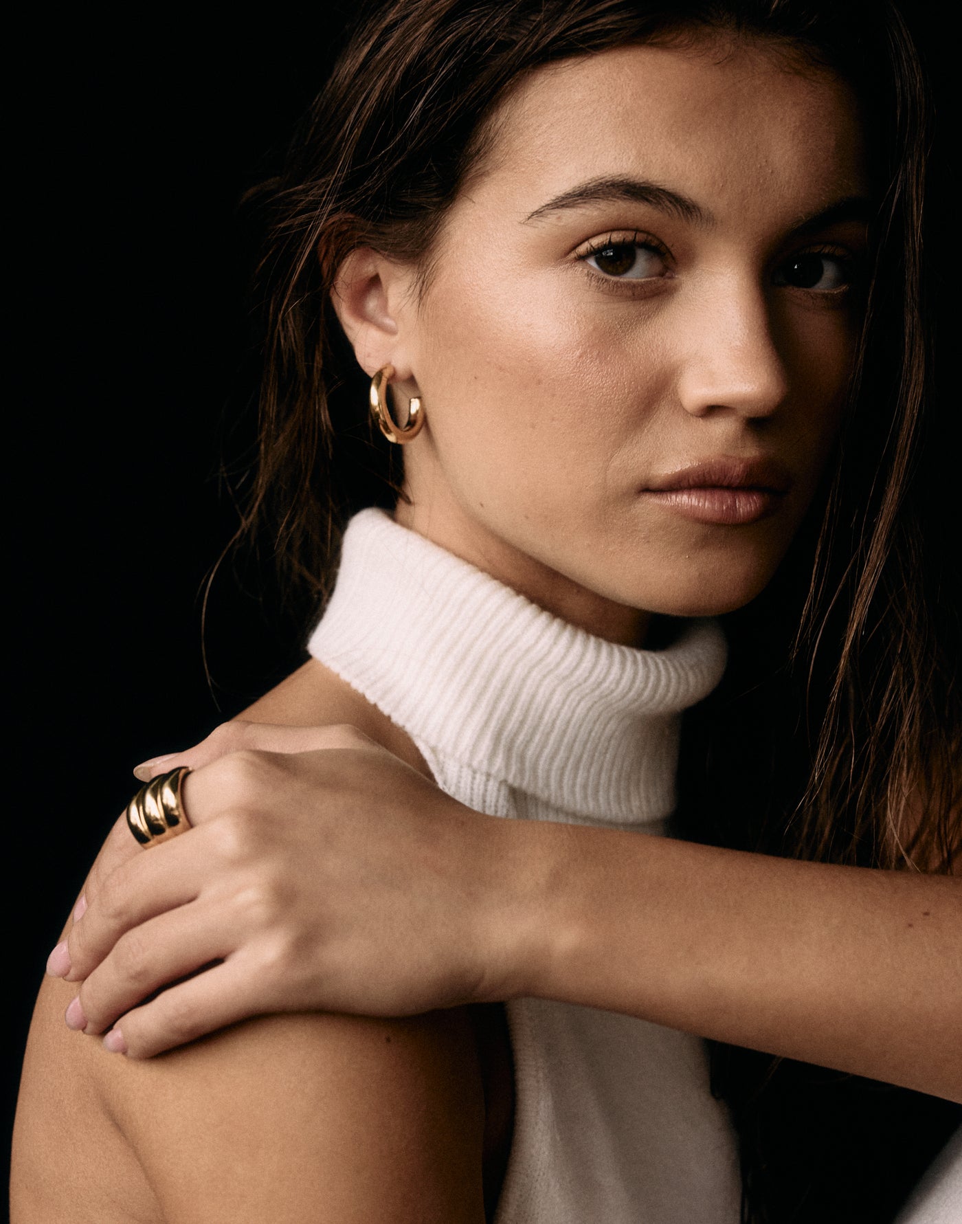 Lotta Earrings (Gold) | CHARCOAL Exclusive - Round Push Back Earring - Women's Accessories - Charcoal Clothing